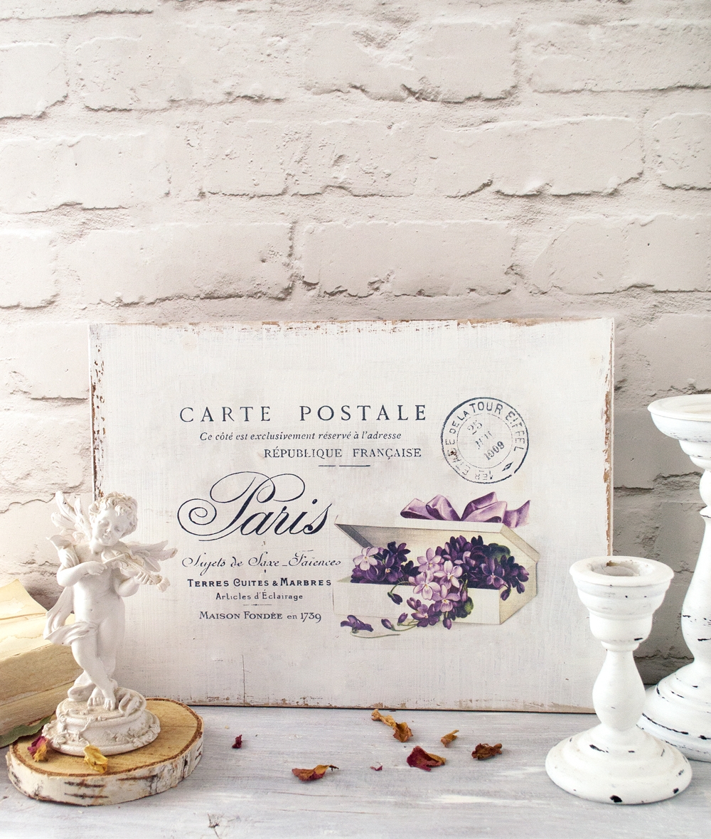 DIY Shabby French Postcard Sign Project Free Printable 