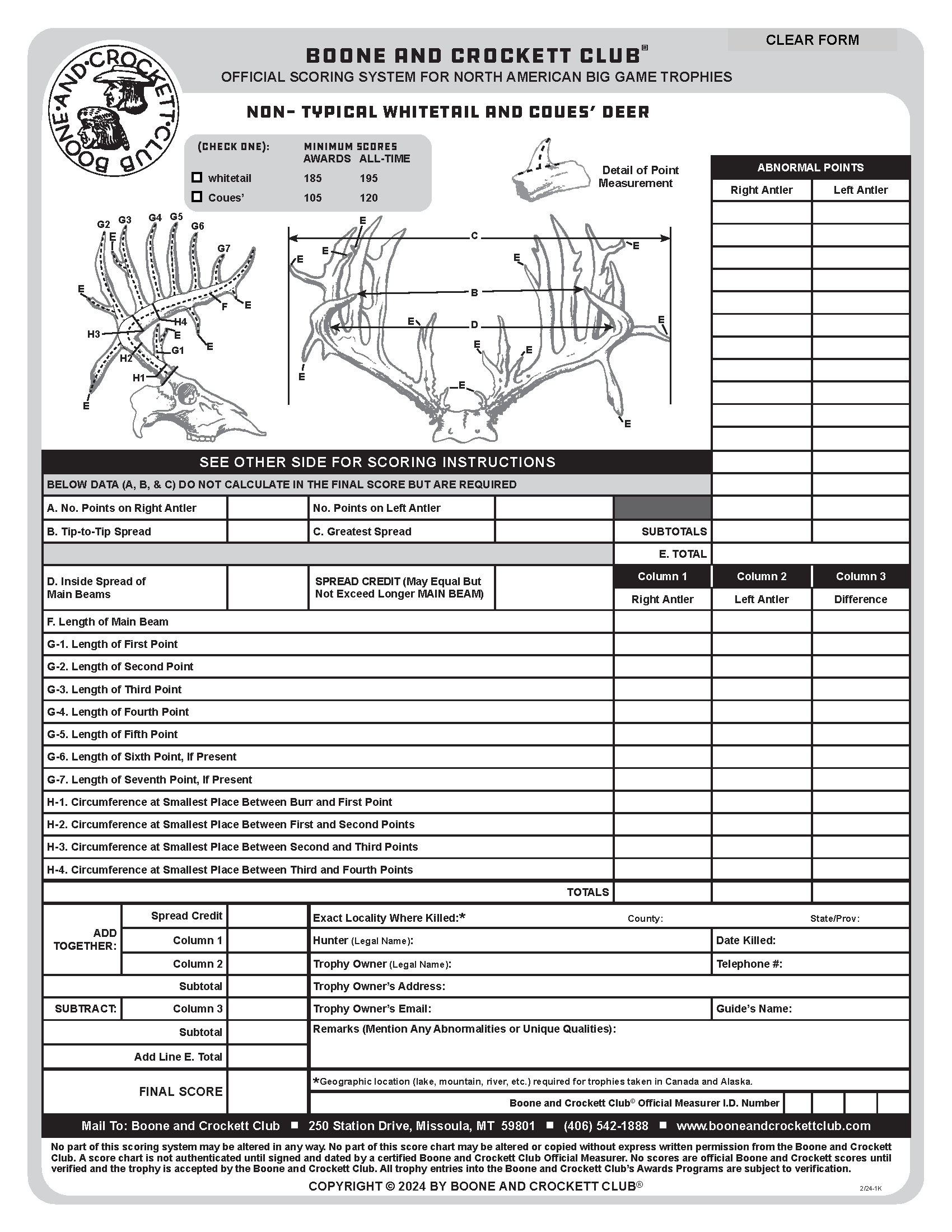 Download B C Score Chart PDFs Boone And Crockett Club