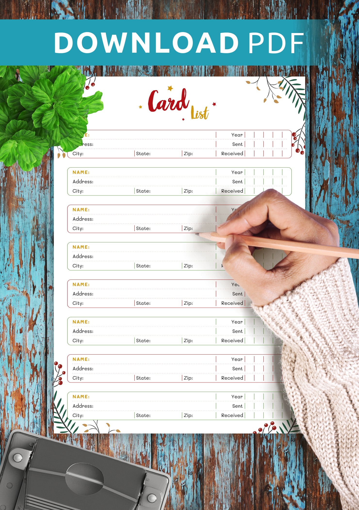 Free Printable Holiday Card List