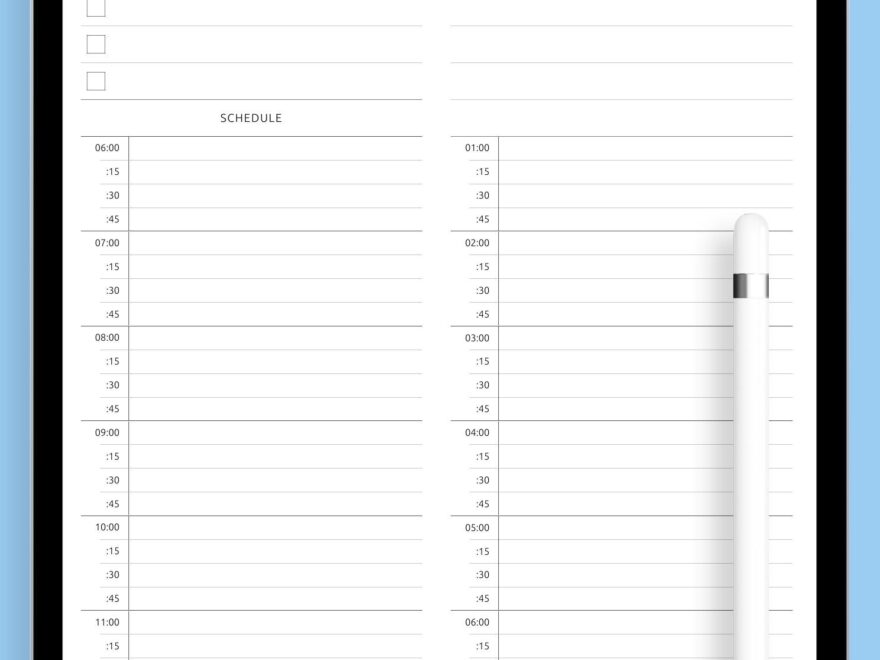 Download Printable Daily Schedule 15 Min PDF