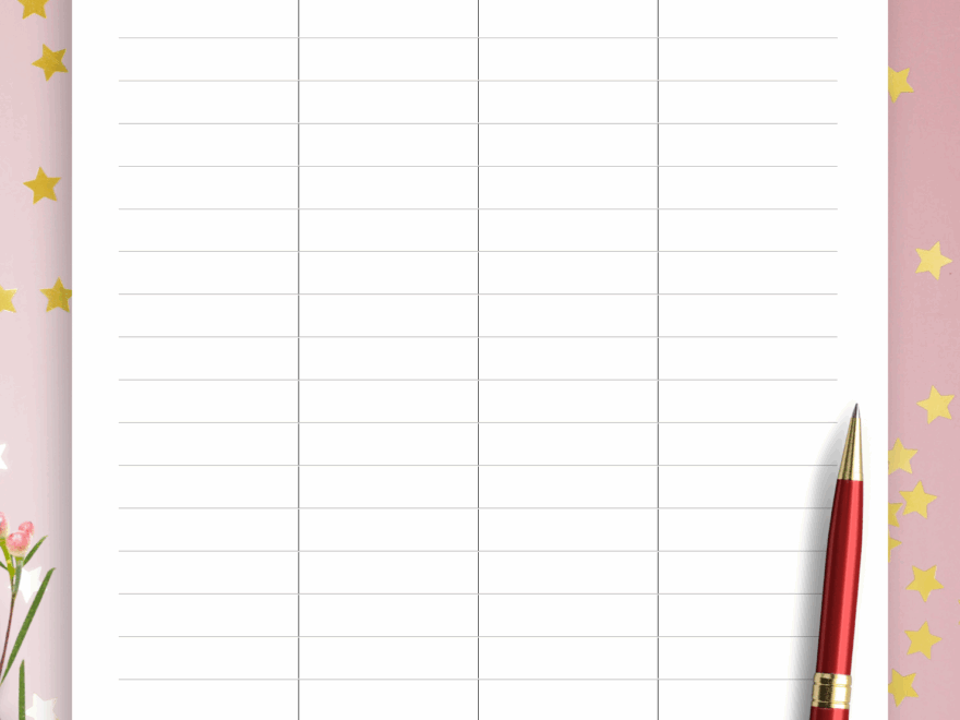 Download Printable Table 4 Column PDF