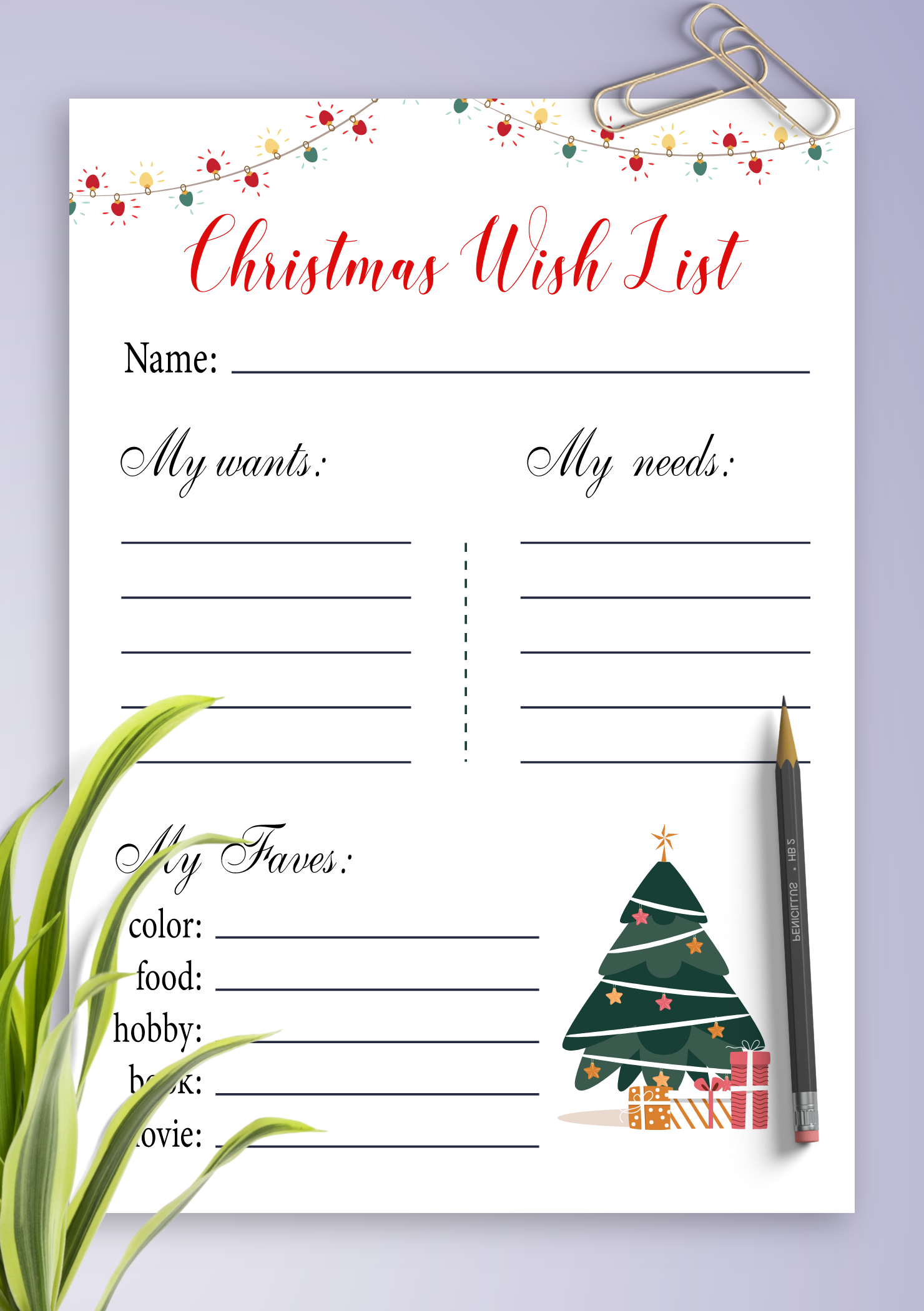 Printable Blank Christmas List