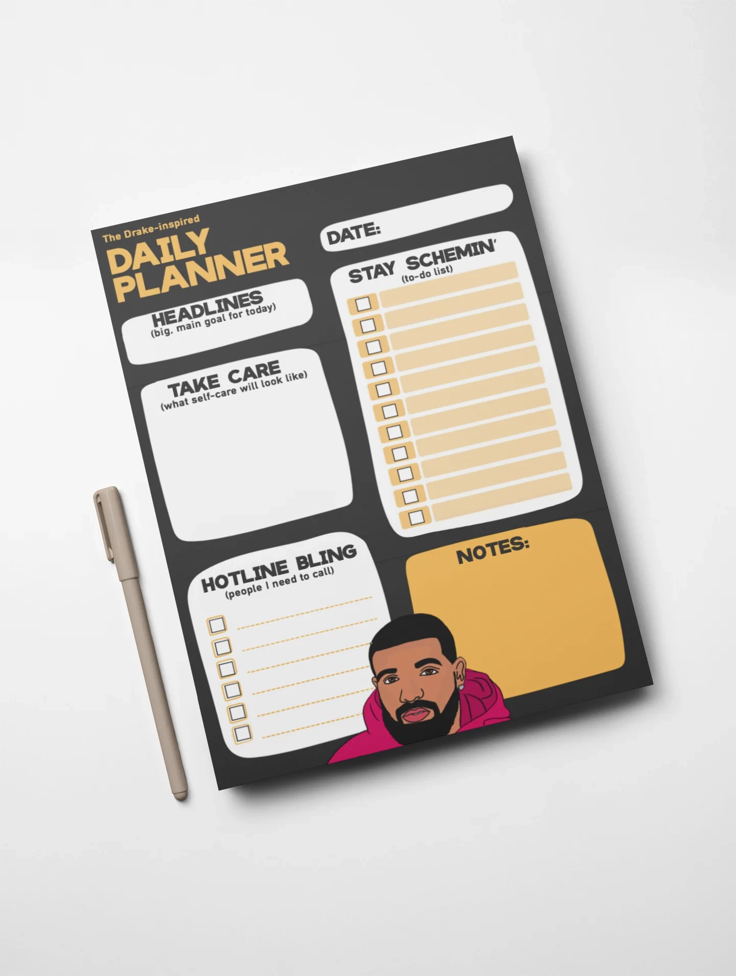 Drake inspired Digital Daily Planner Printable Self Care Daily Pla Kazvare Made It