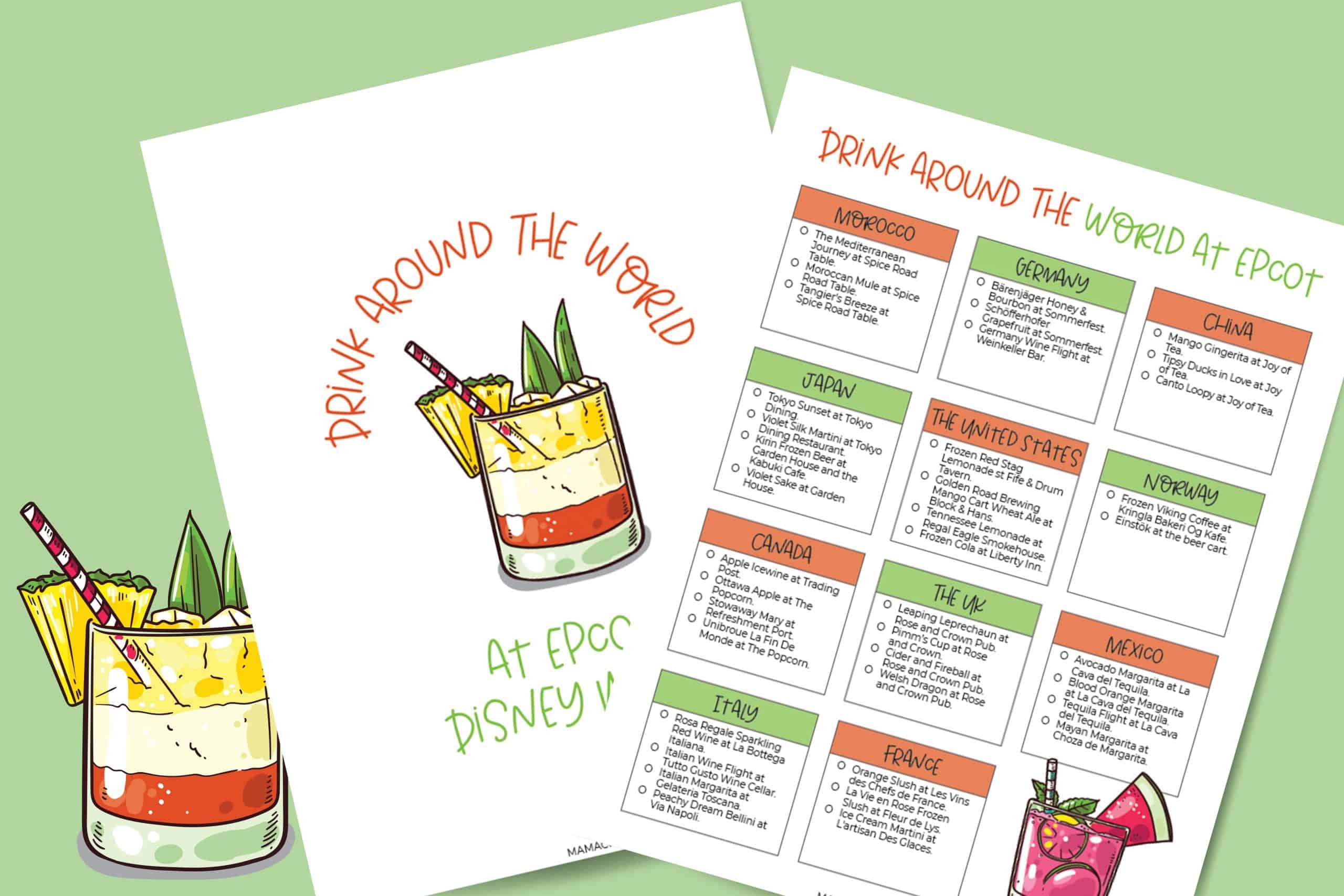 Drink Around The World At EPCOT Free Printable Tracker Mama Cheaps 