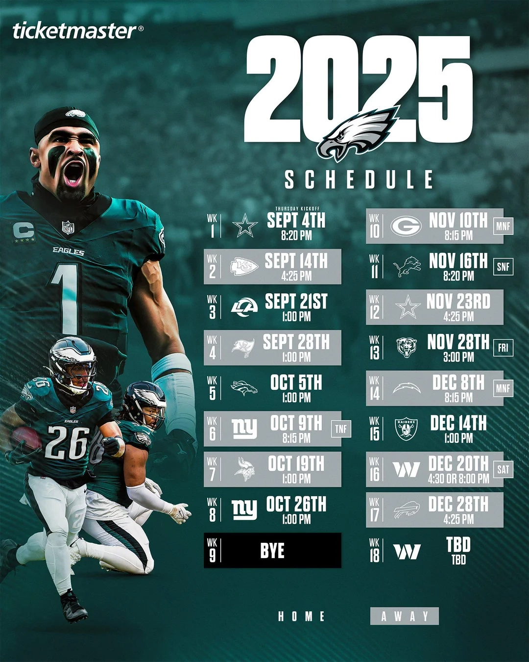 Printable Eagles 2026 Schedule Printable Eagles 2026 Schedule