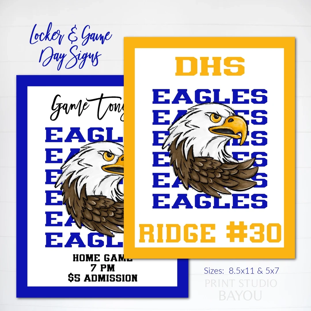 Eagles Mascot Locker Signs Game Day Signs Fan Signs Pep Rally Signs Sports Banquet Signs Sports Decor Printable Editable Template Etsy