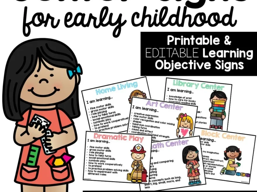 Editable Center Signs With Learning Objectives And Images Preschool Pre k Kindergarten Daycare Early Education Center Signs Etsy