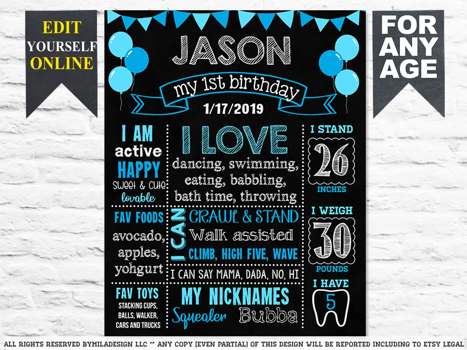 Chalkboard Birthday Sign Printable