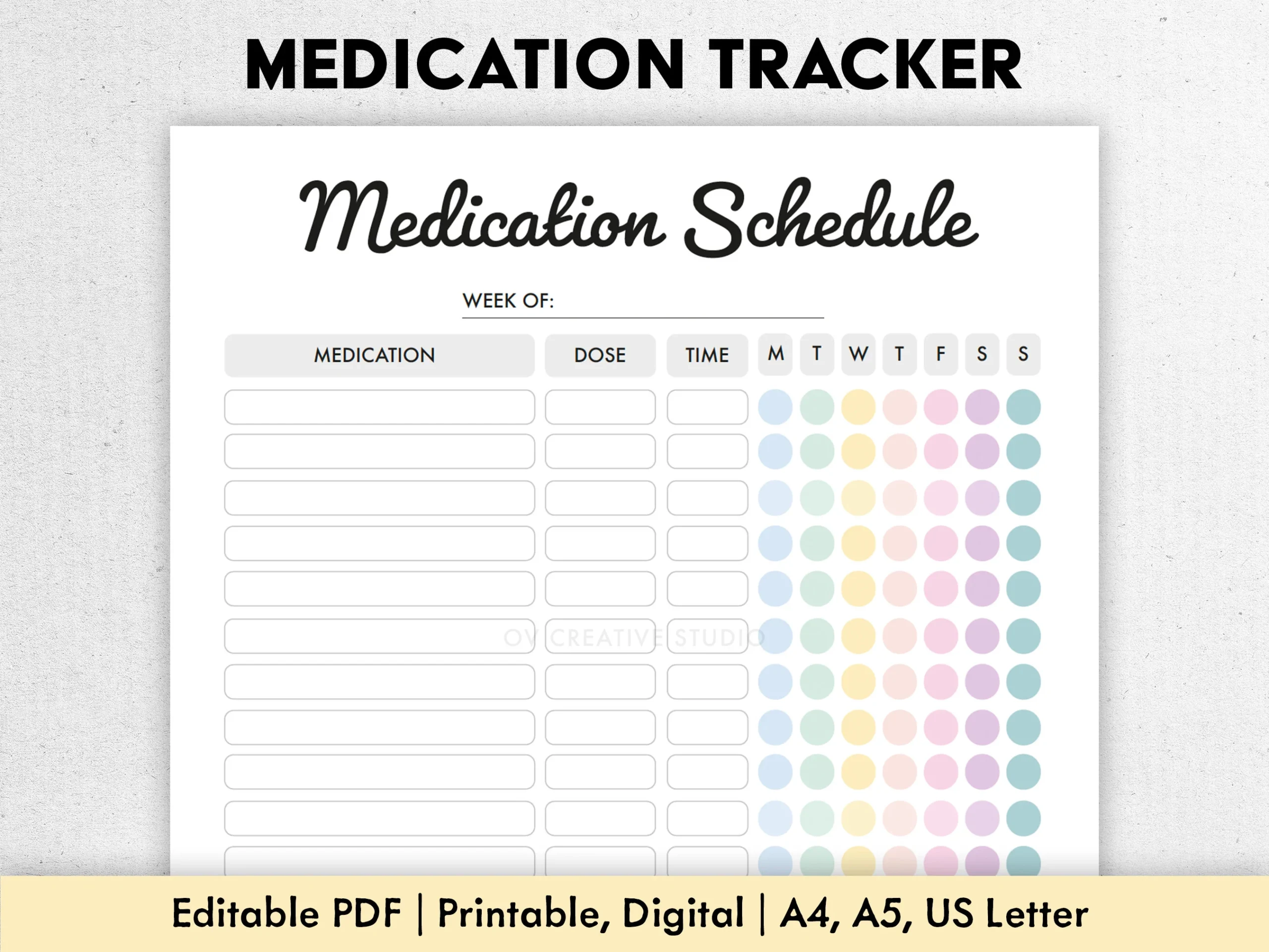 Editable Medication Schedule Printable Medicine Intake Tracker Weekly Medication Log Supplement Tracker Medicine Taker Tracker Etsy