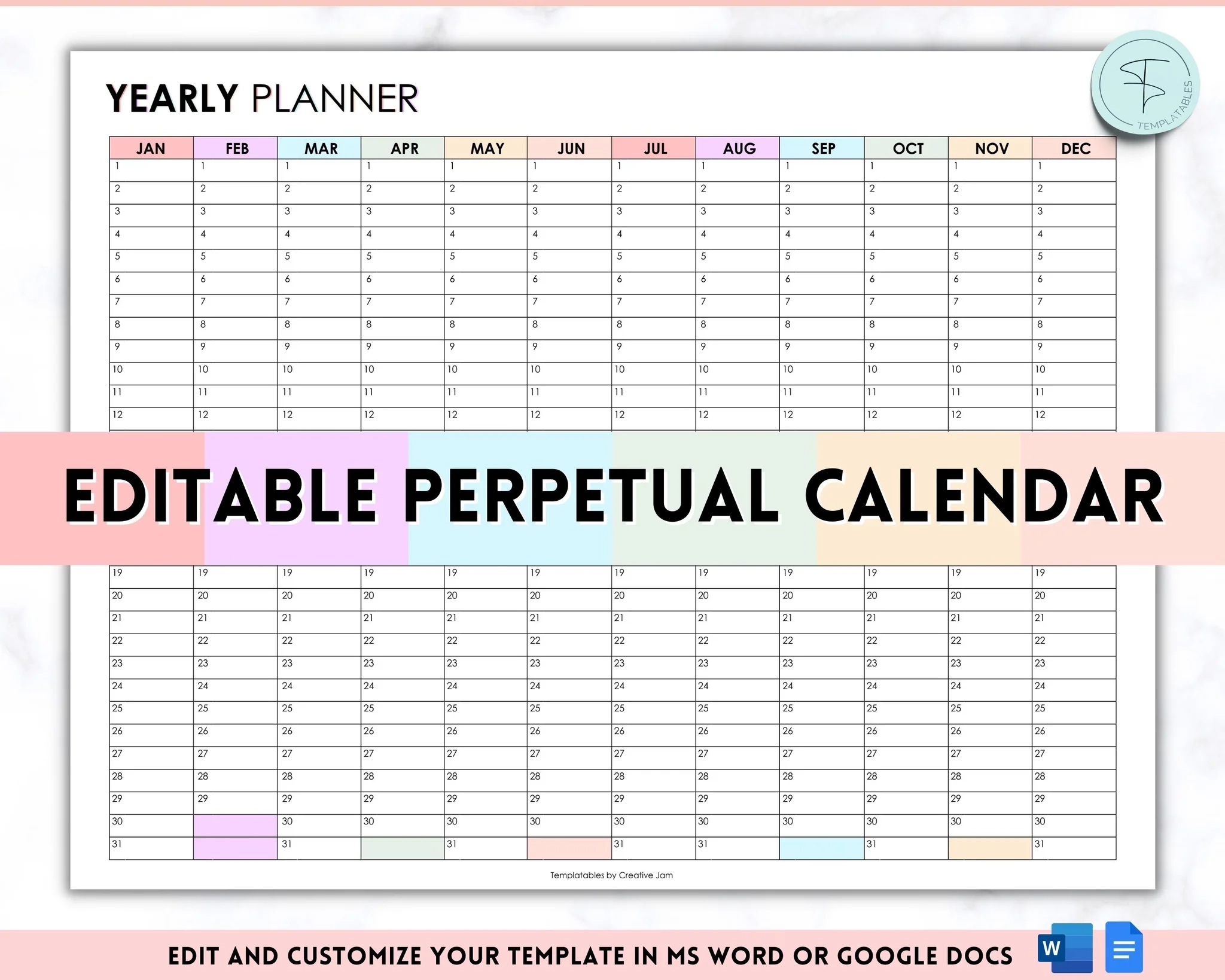 Annual Monthly Planner Printable
