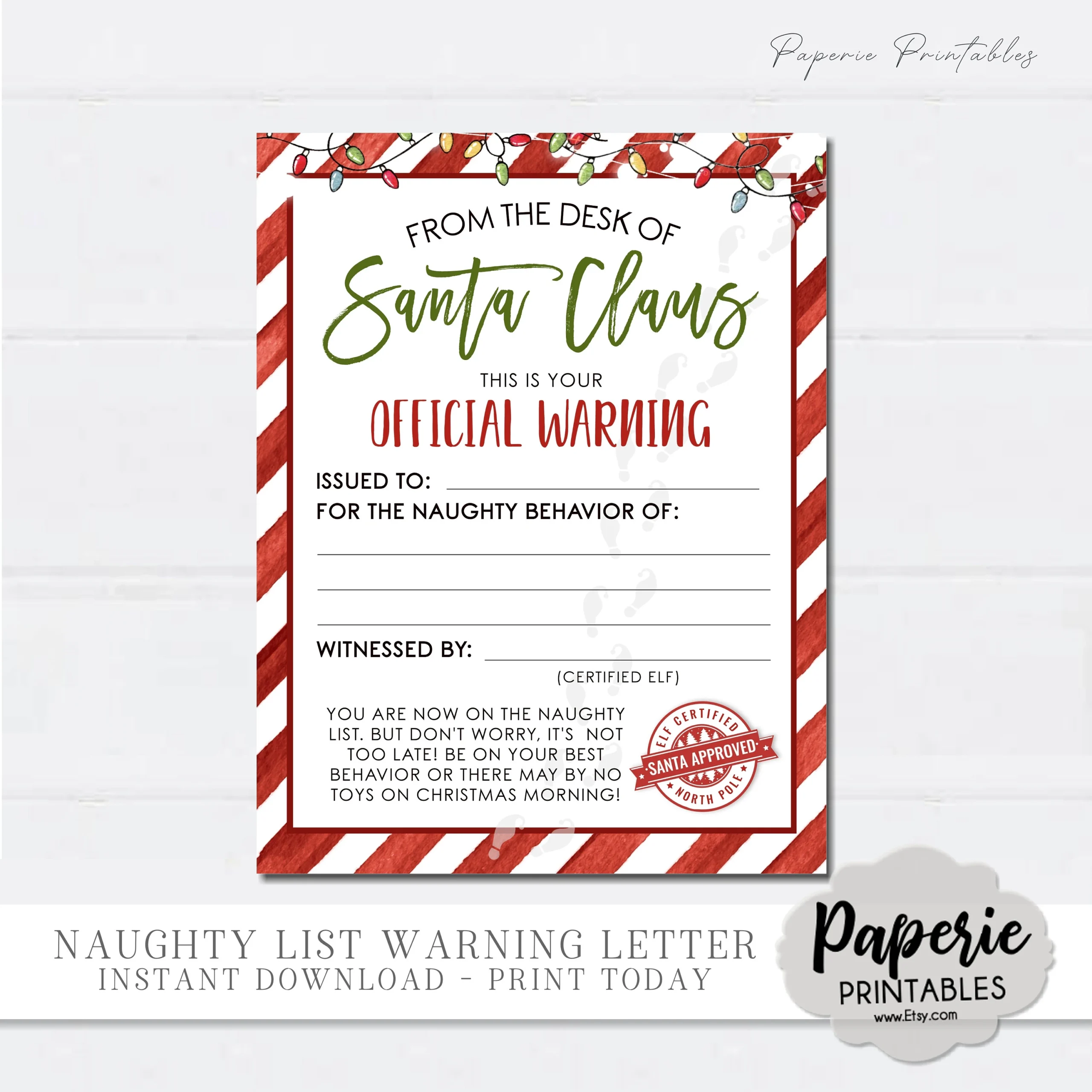 EDITABLE Santa s Naughty List Notification Letter Naughty List Warning Letter From Santa Elf Warning Letter DIY With Corjl CG07 Etsy
