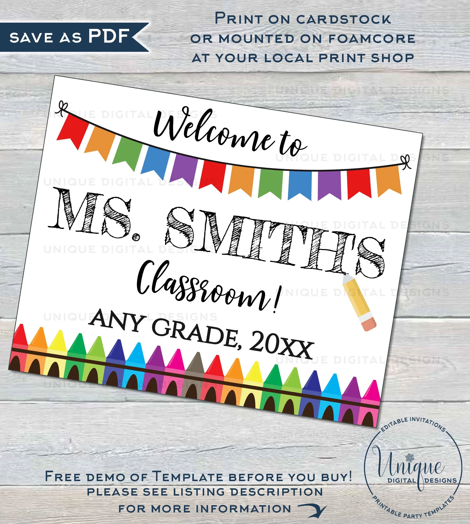 Editable Teacher Door Sign Reusable Teachers Classroom Decorations W