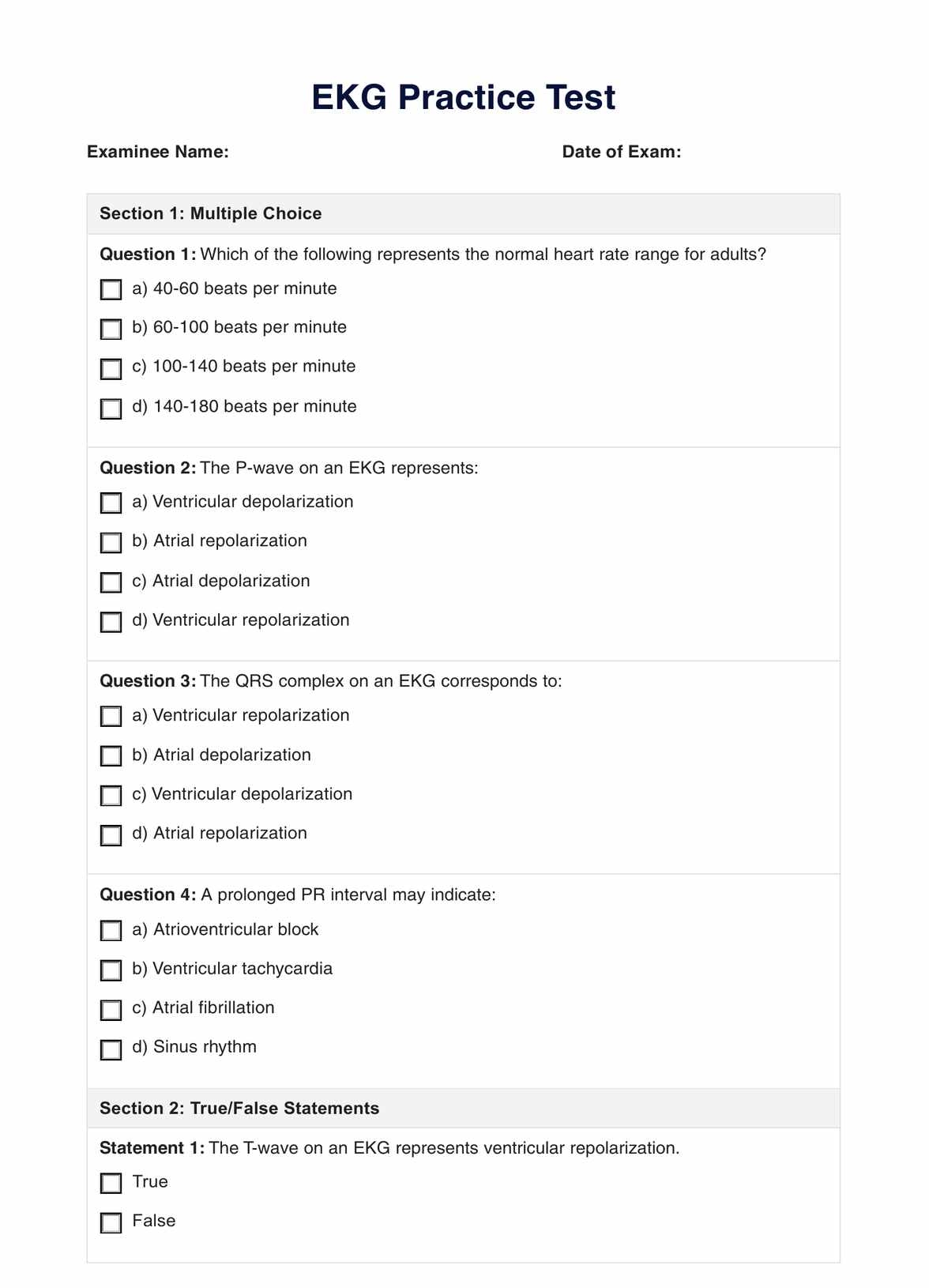 EKG Practice Test