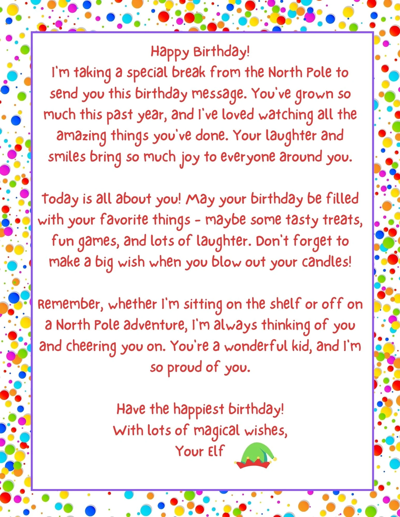 Happy Birthday Elf Printable Sign