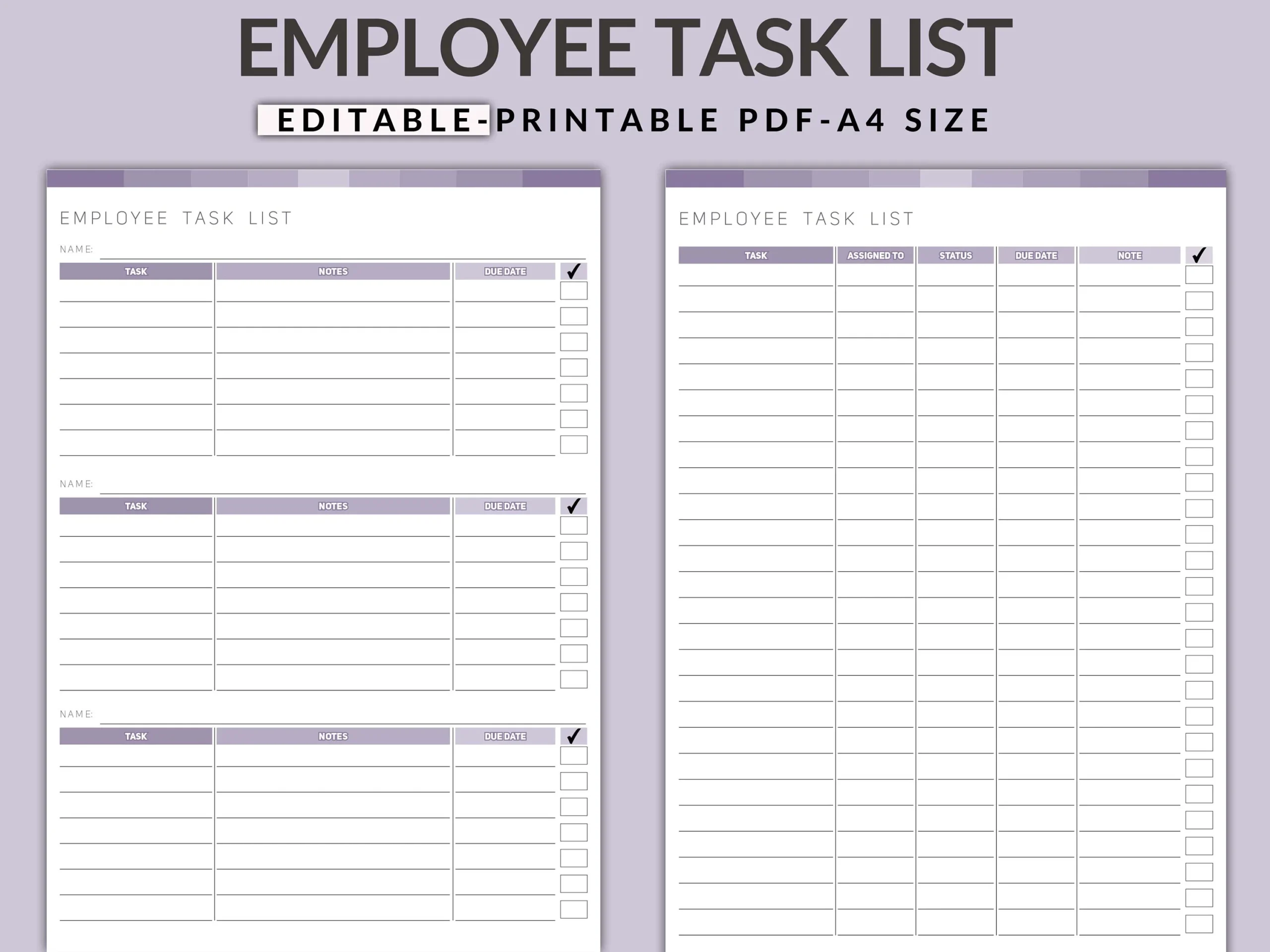 Employee Task List Printable Team Task Organizer editable PDF Etsy