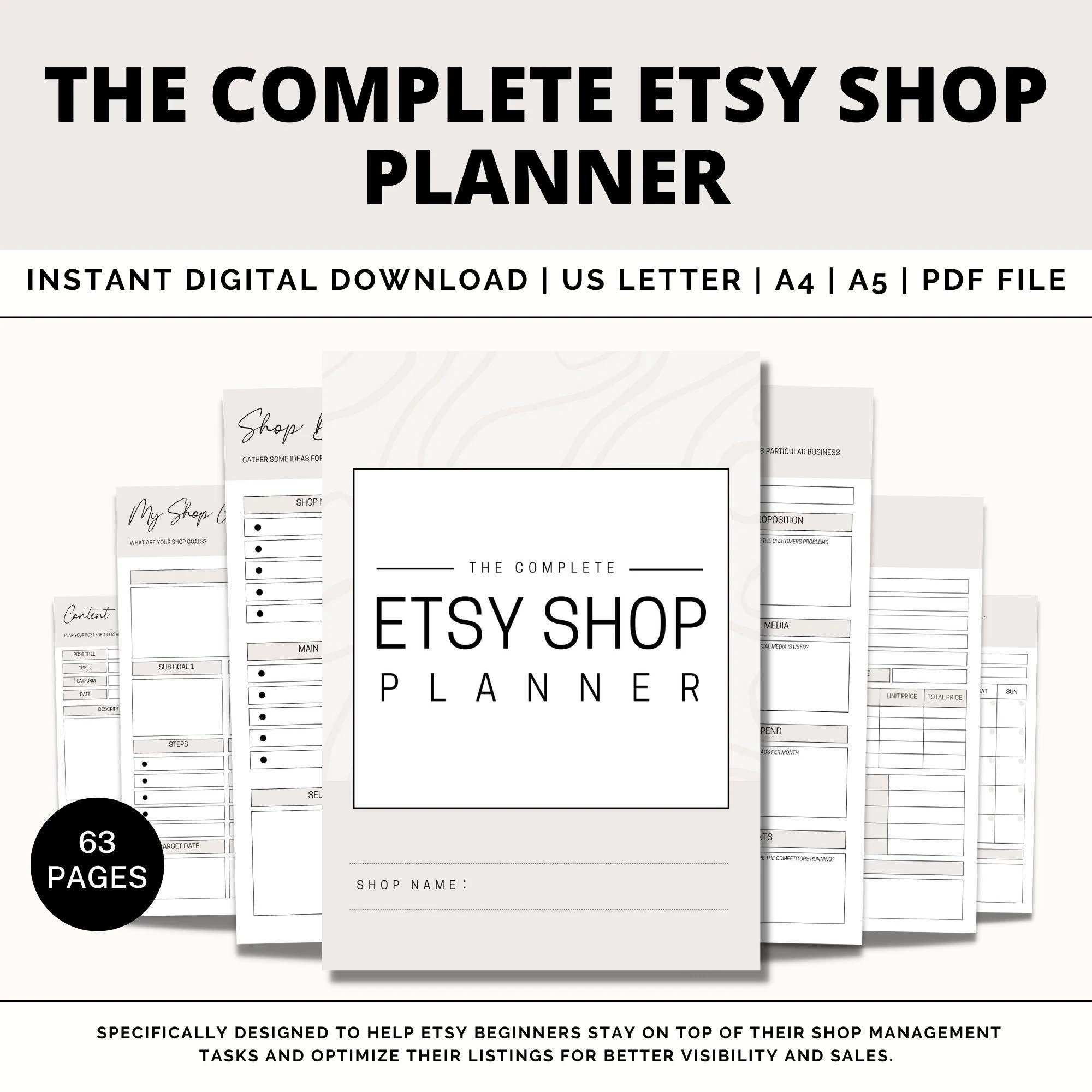 Etsy Shop Planner Printable Etsy Business Plan Etsy Seller Planner Etsy Shop Seller Handbook Etsy Shop Seller Help Selling Guide Etsy Etsy