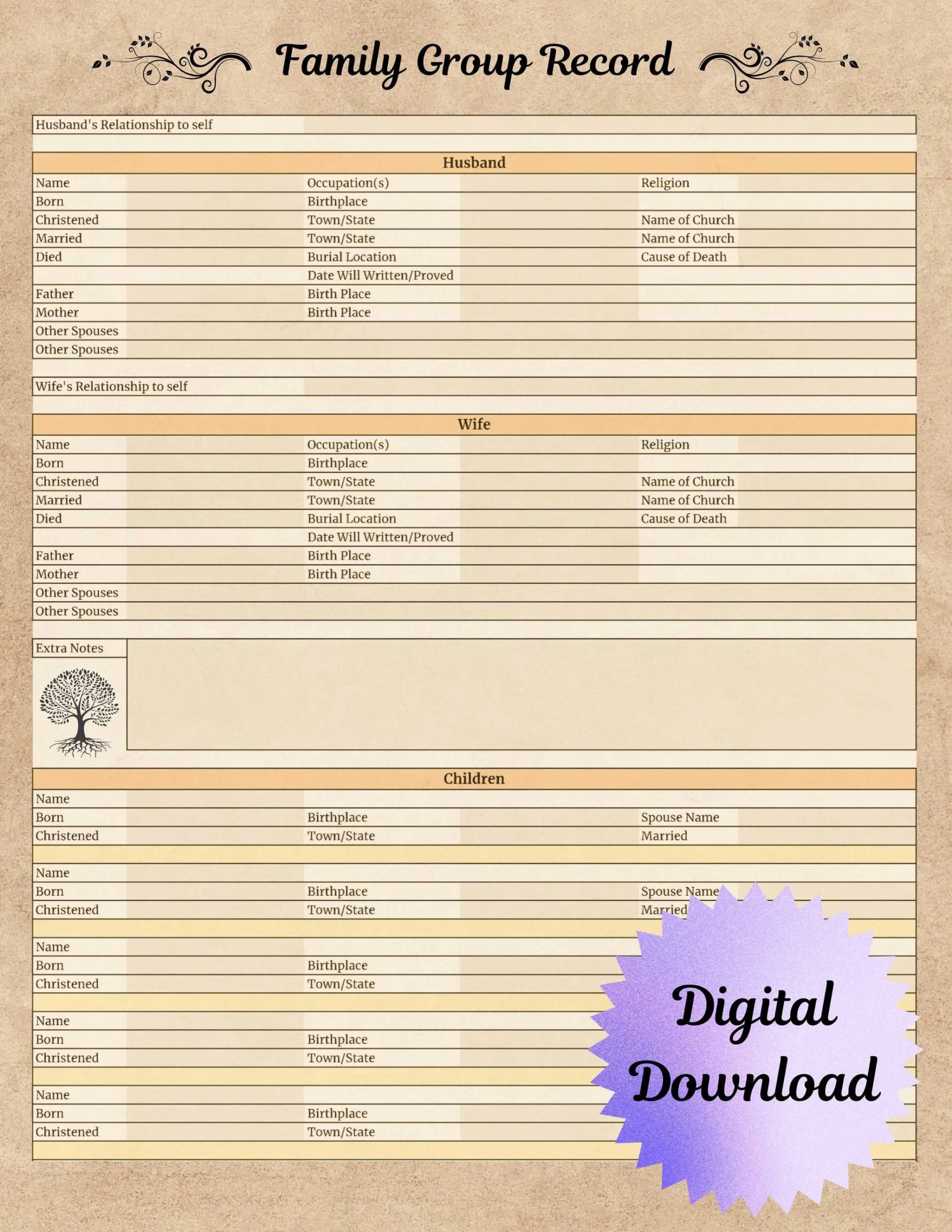 Printable Family Group Sheets Printable Family Group Sheets