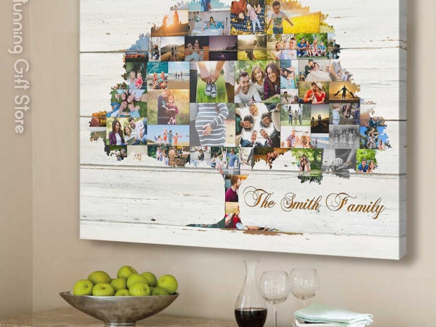 Family Tree Art Print Family Tree Collage Canvas Personalized Family Sign Photo Collage Gift Personalized Gifts