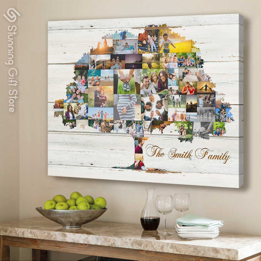 Family Tree Art Print Family Tree Collage Canvas Personalized Family Sign Photo Collage Gift Personalized Gifts