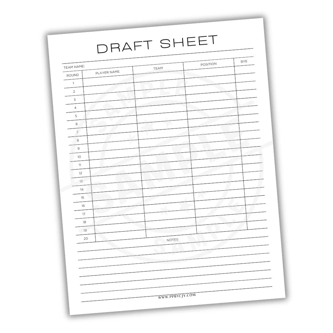 Fantasy Football Printable Blank Roster Sheets