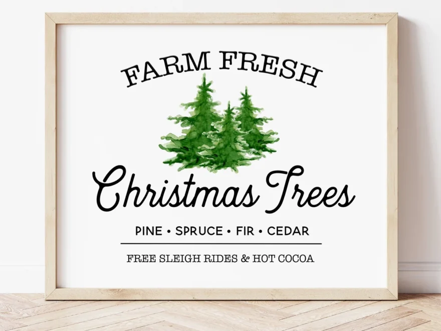 Farm Fresh Christmas Trees Sign Ollie Hank Christmas Art Printables