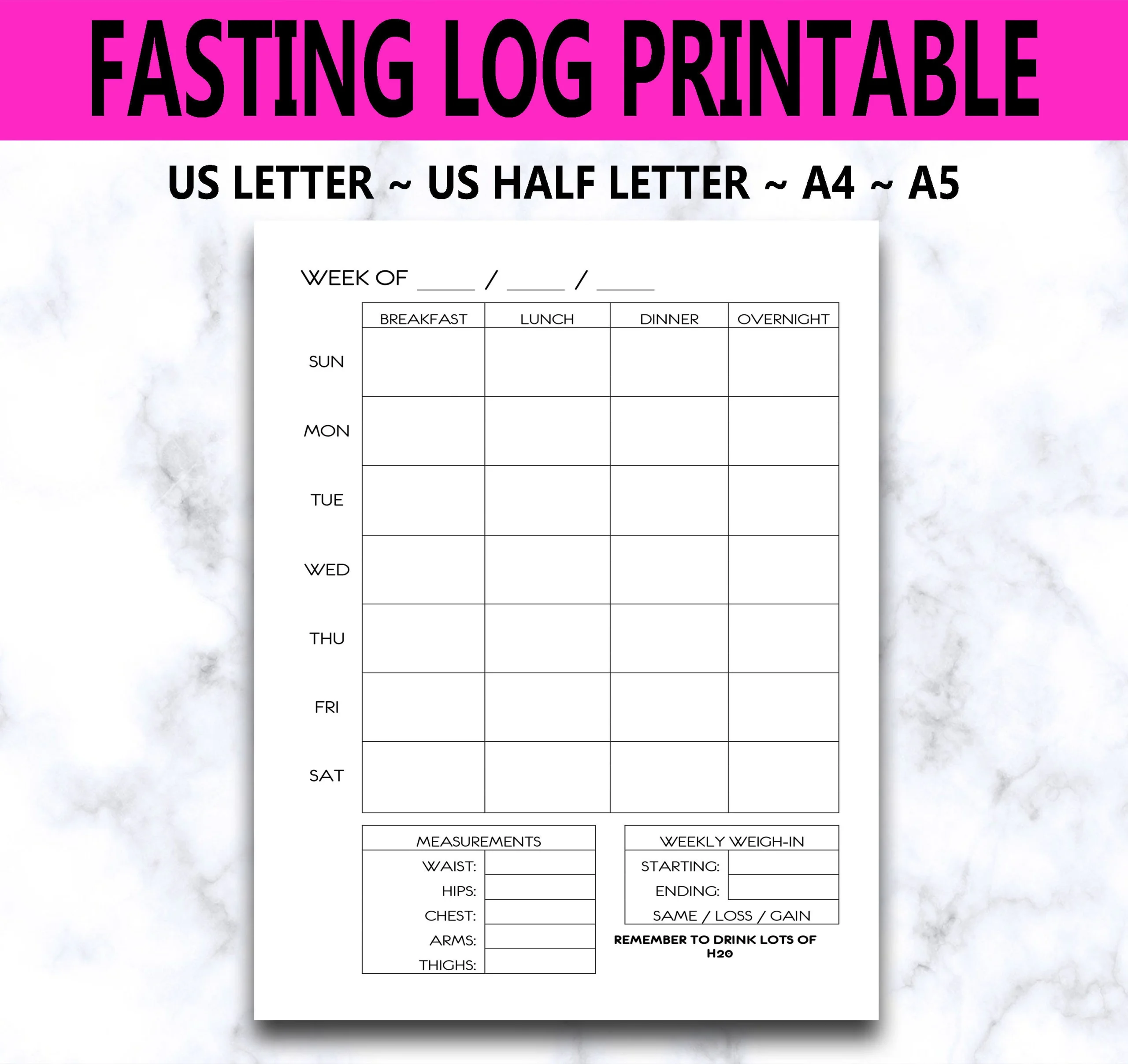 Intermittent Fasting Printable Schedule