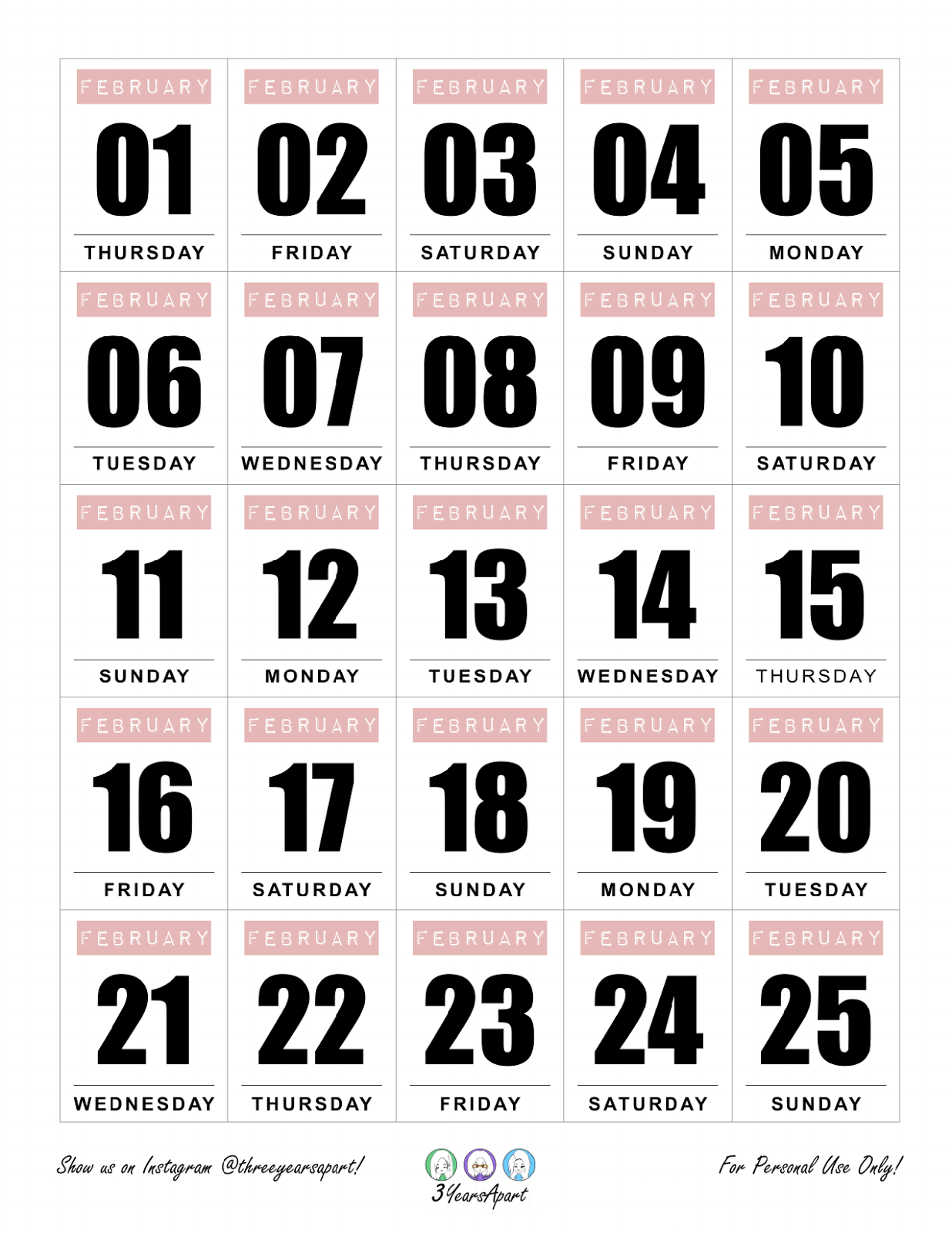 Printable Planner Date Stickers