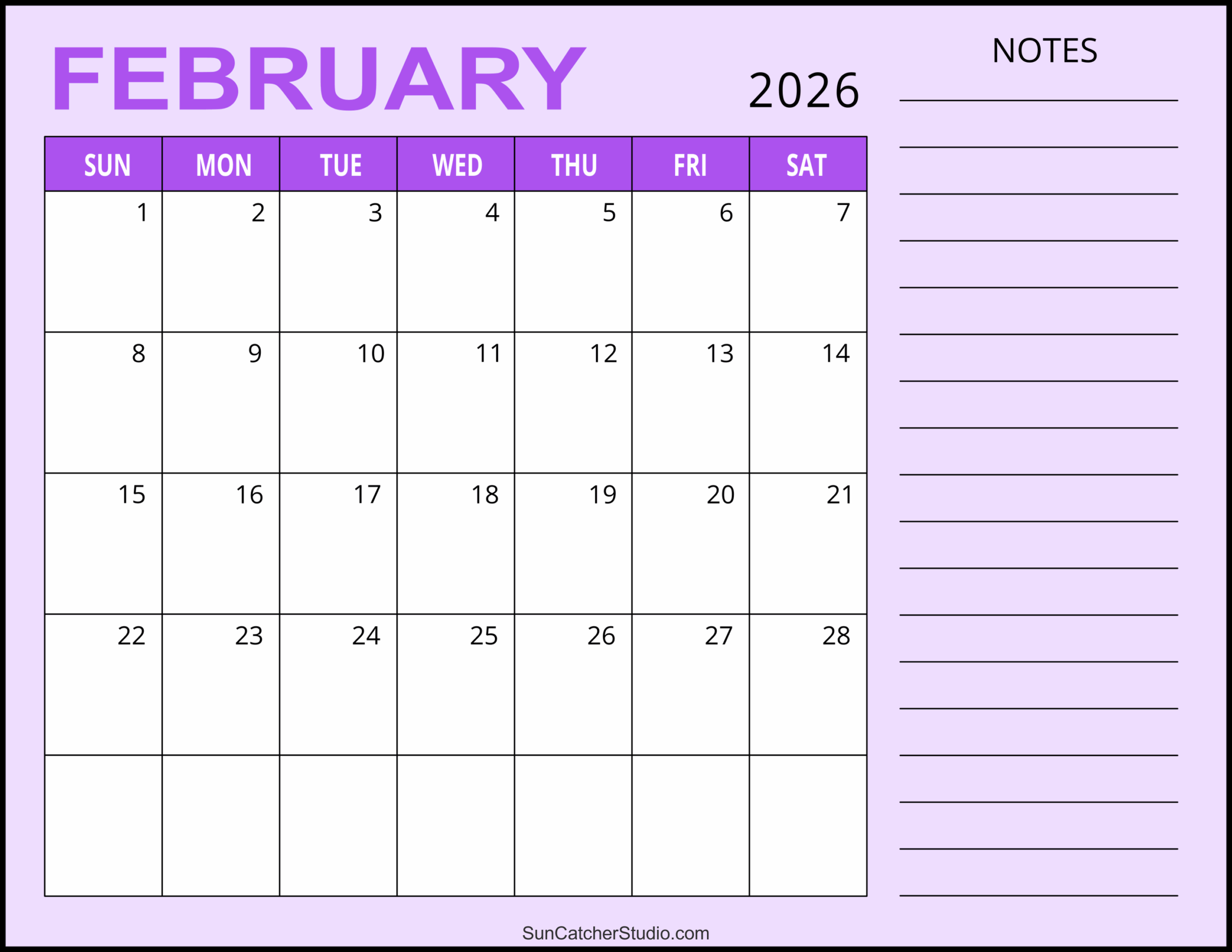 Feburary 2026 Printable Planner