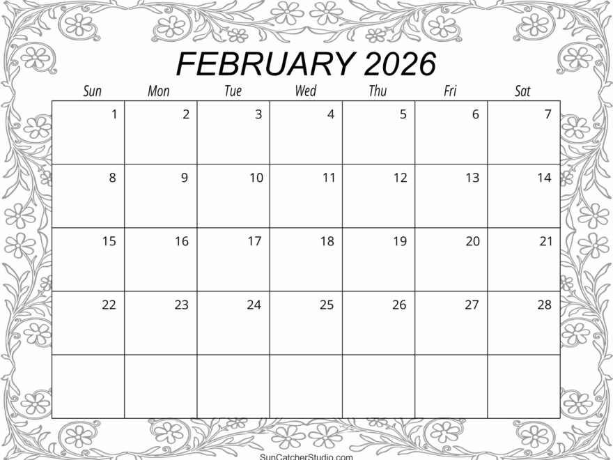 February 2026 Calendar Free Printable Free Printables Monograms Design Tools Patterns DIY Projects