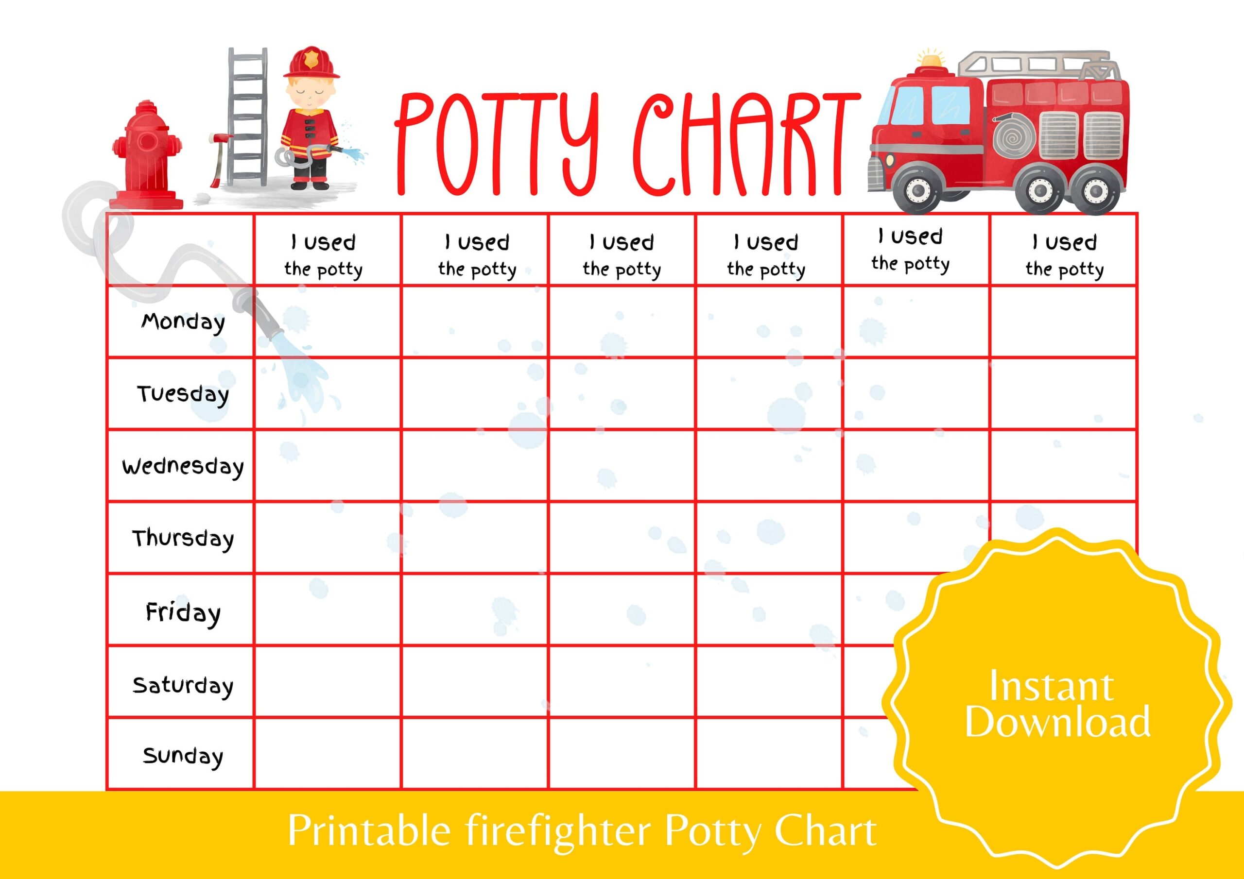 Potty Chart Free Printable Boys