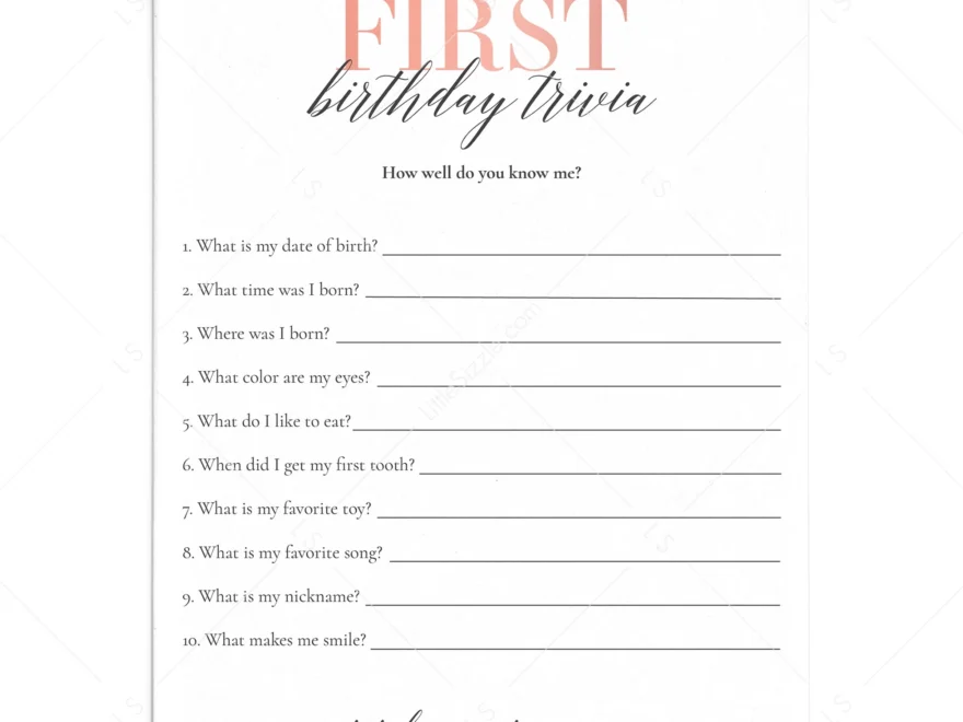 First Birthday Trivia How Well Do You Know The Birthday Girl Printable LittleSizzle
