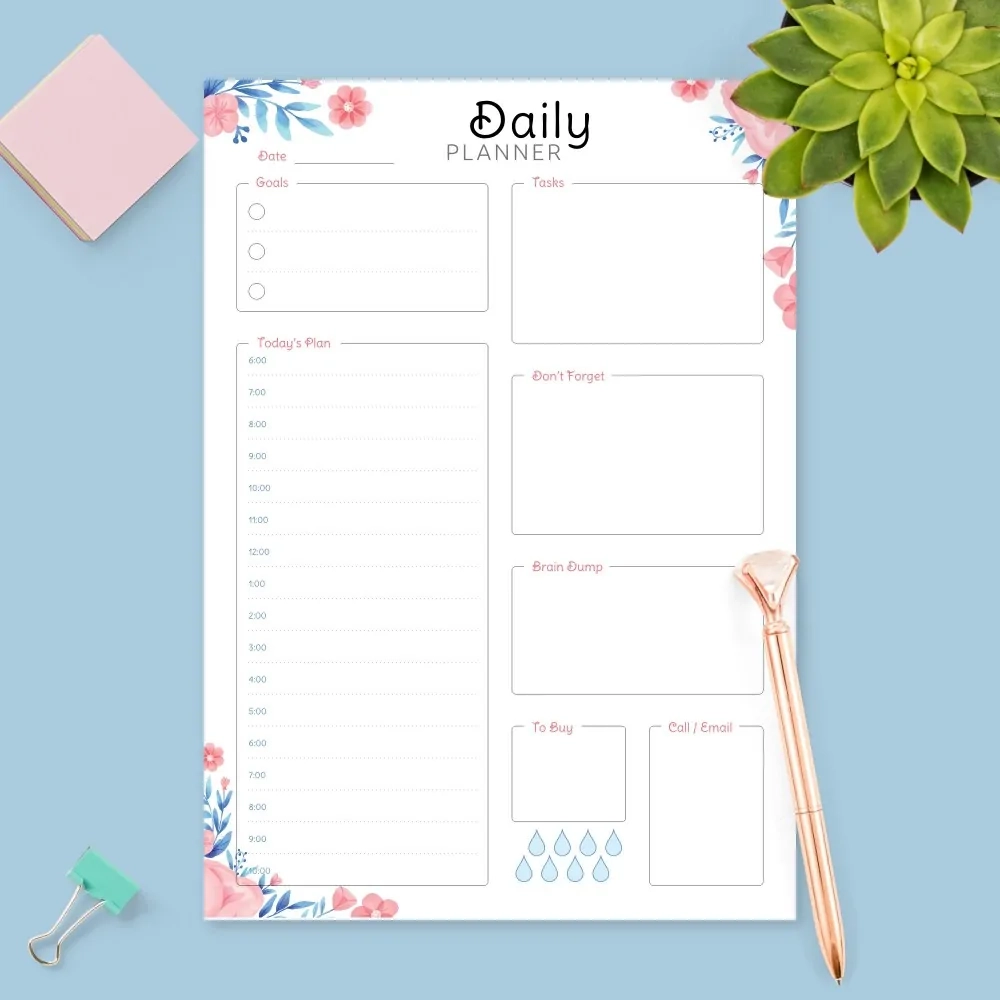 Floral Planner Printable Day