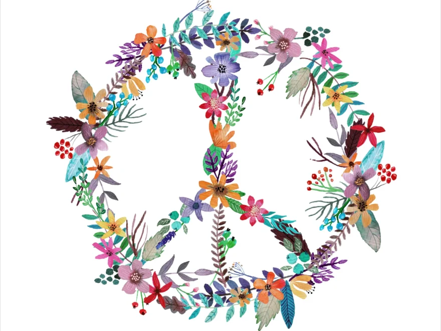Floral Peace Sign Wreath 8 X 8 Art Print Minglewood Bake Shop