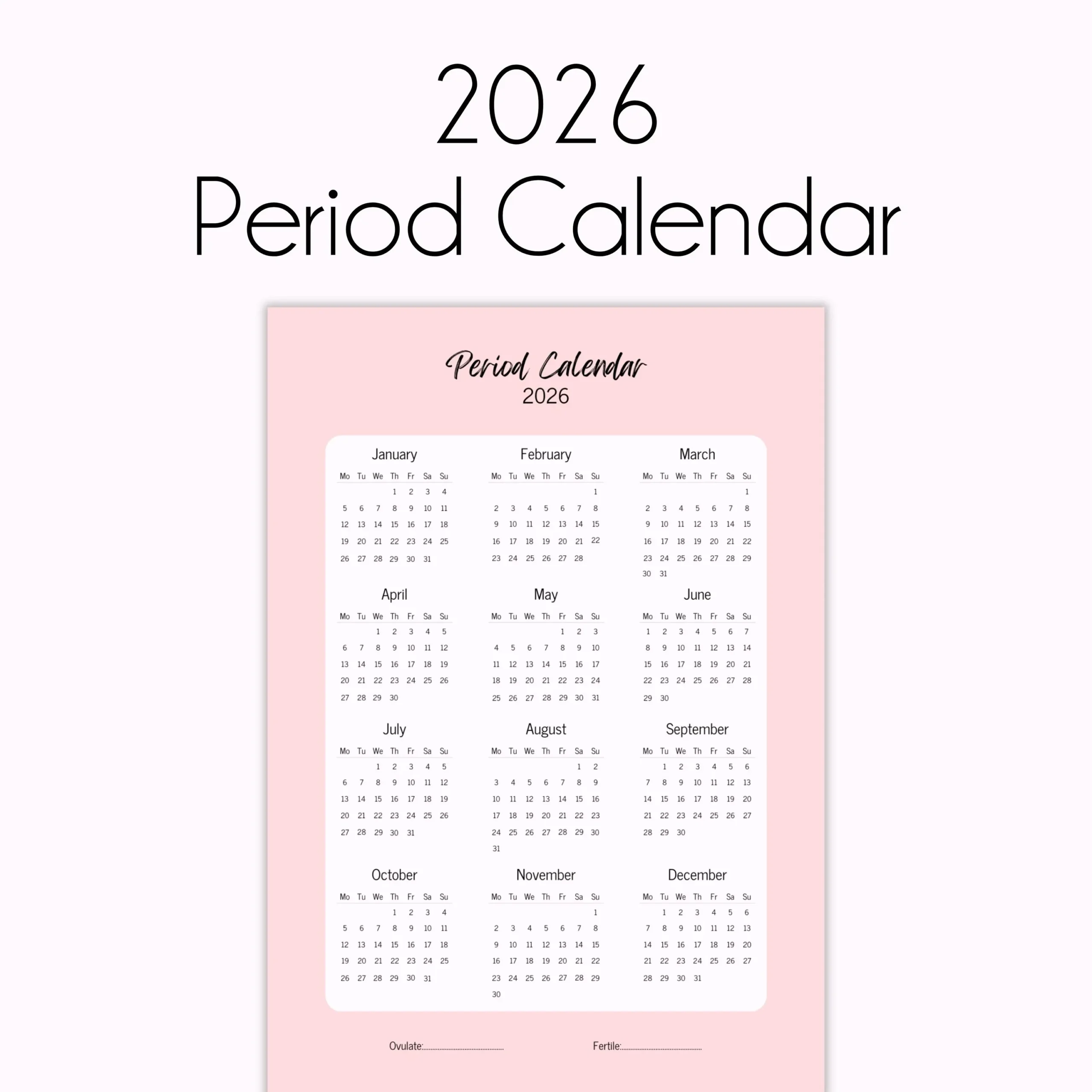 Floral Pink Period Tracker Period Journal Printable 2025 2026 Period Calendar Self Care Planner Symptom Tracker Ovulation Tracker Etsy