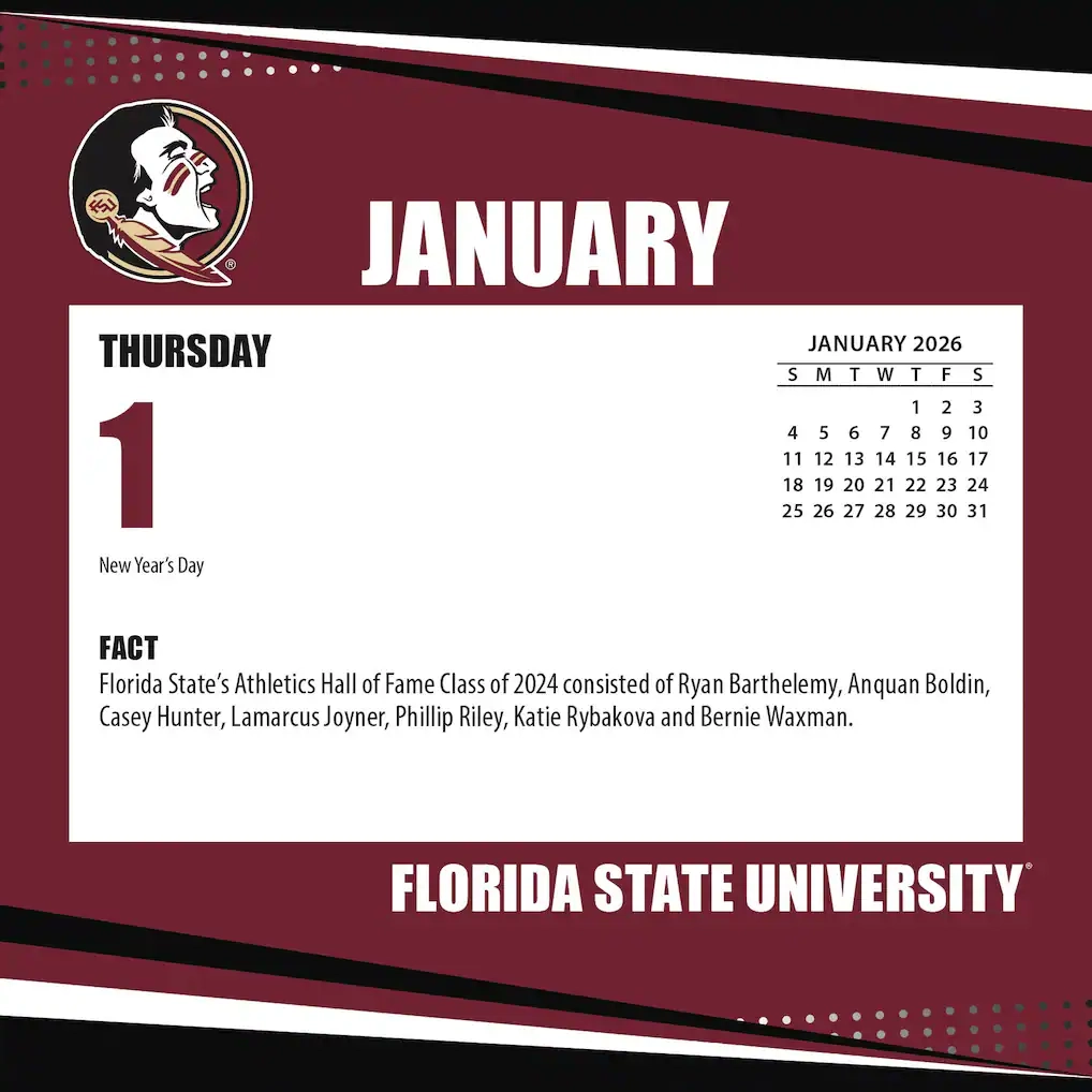 Florida State Seminoles 2026 Box Calendar