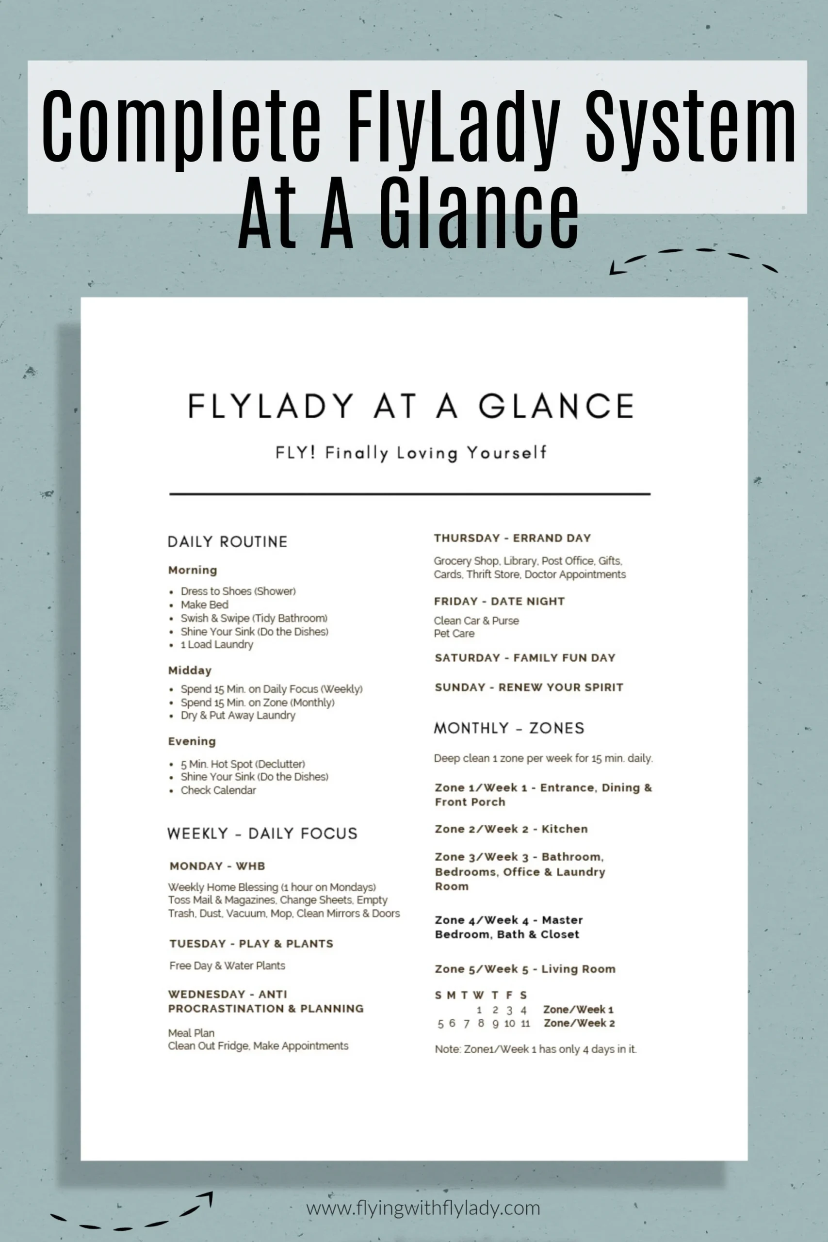 Flylady Editable Printable Control Journal Flylady Cleaning Schedule Flylady Printable Clean Checklist PDF US Letter A4 Editable Etsy