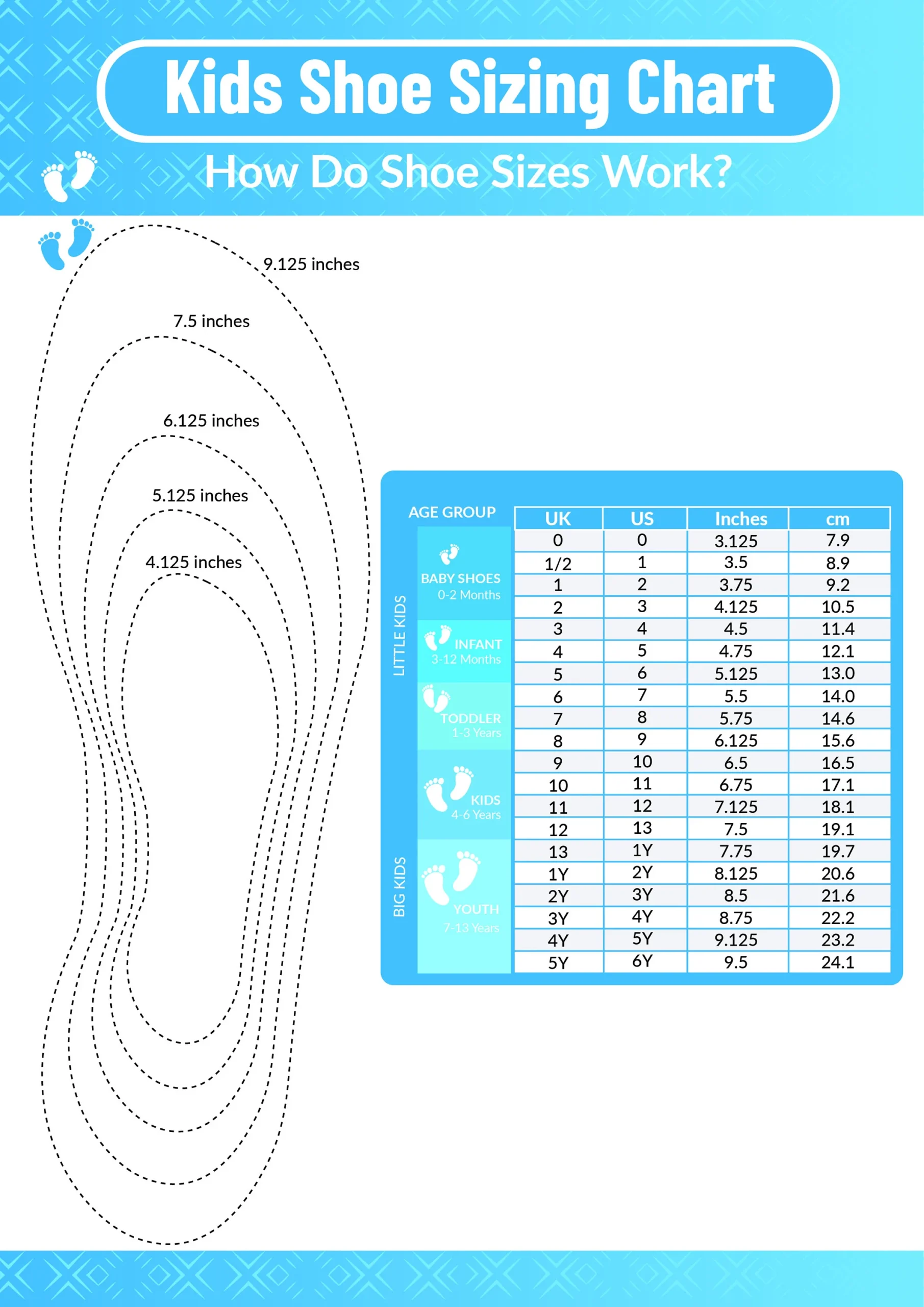 Foot Size Printable Chart