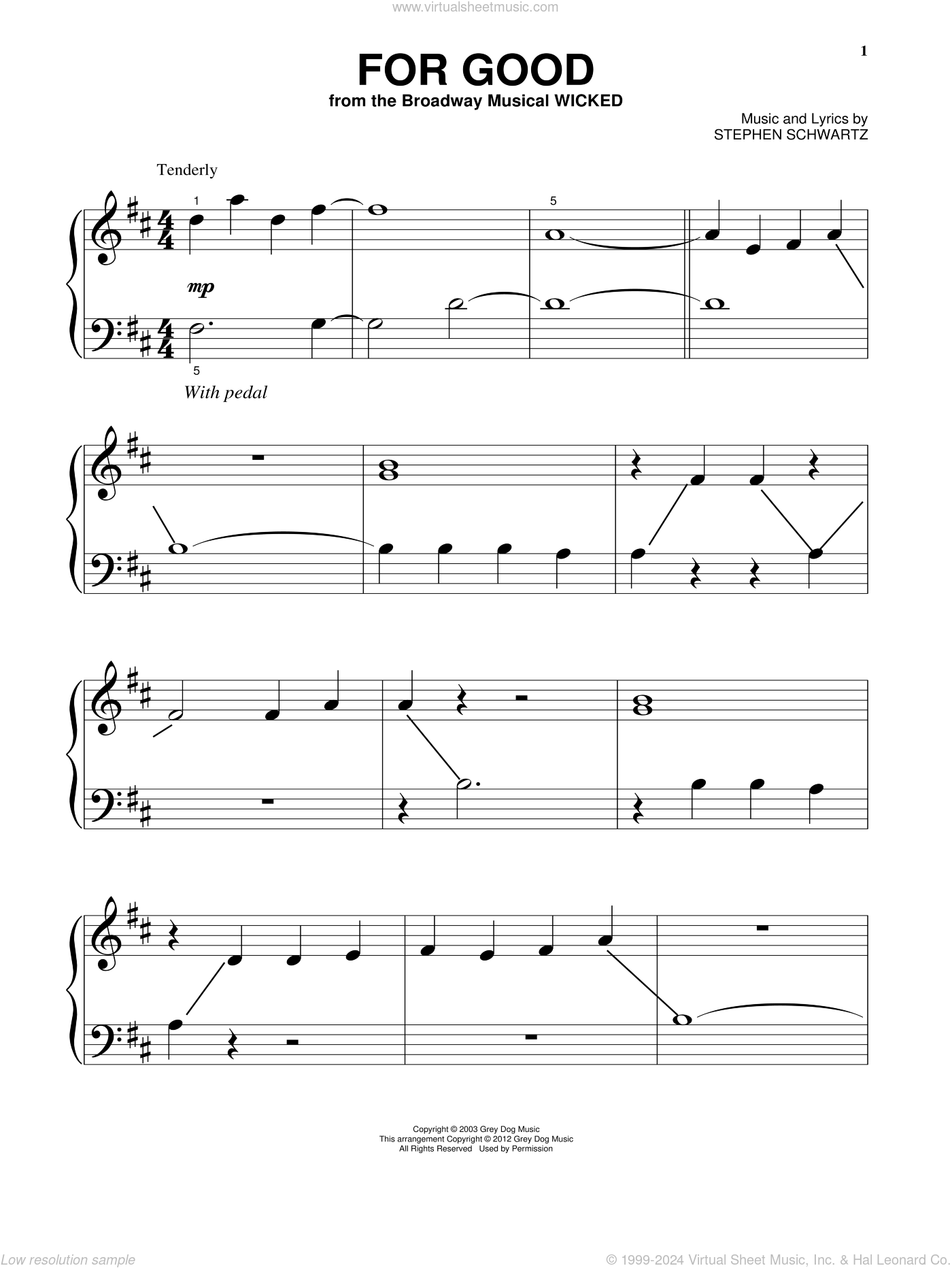 For Good from Wicked beginner Sheet Music For Piano Solo For Good from Wicked beginner Sheet Music For Piano Solo
