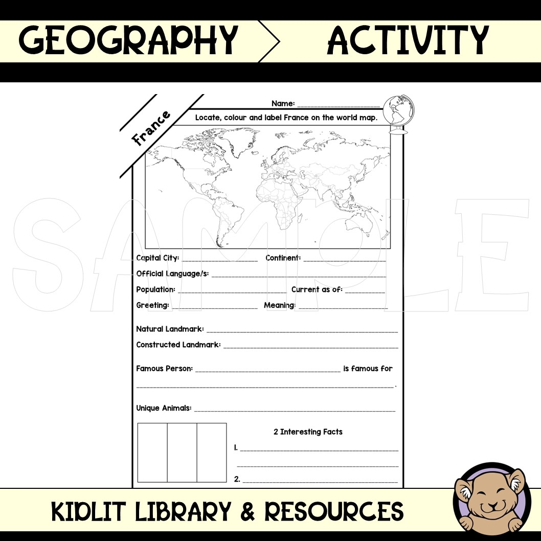 France Fact File Worksheet Made By Teachers