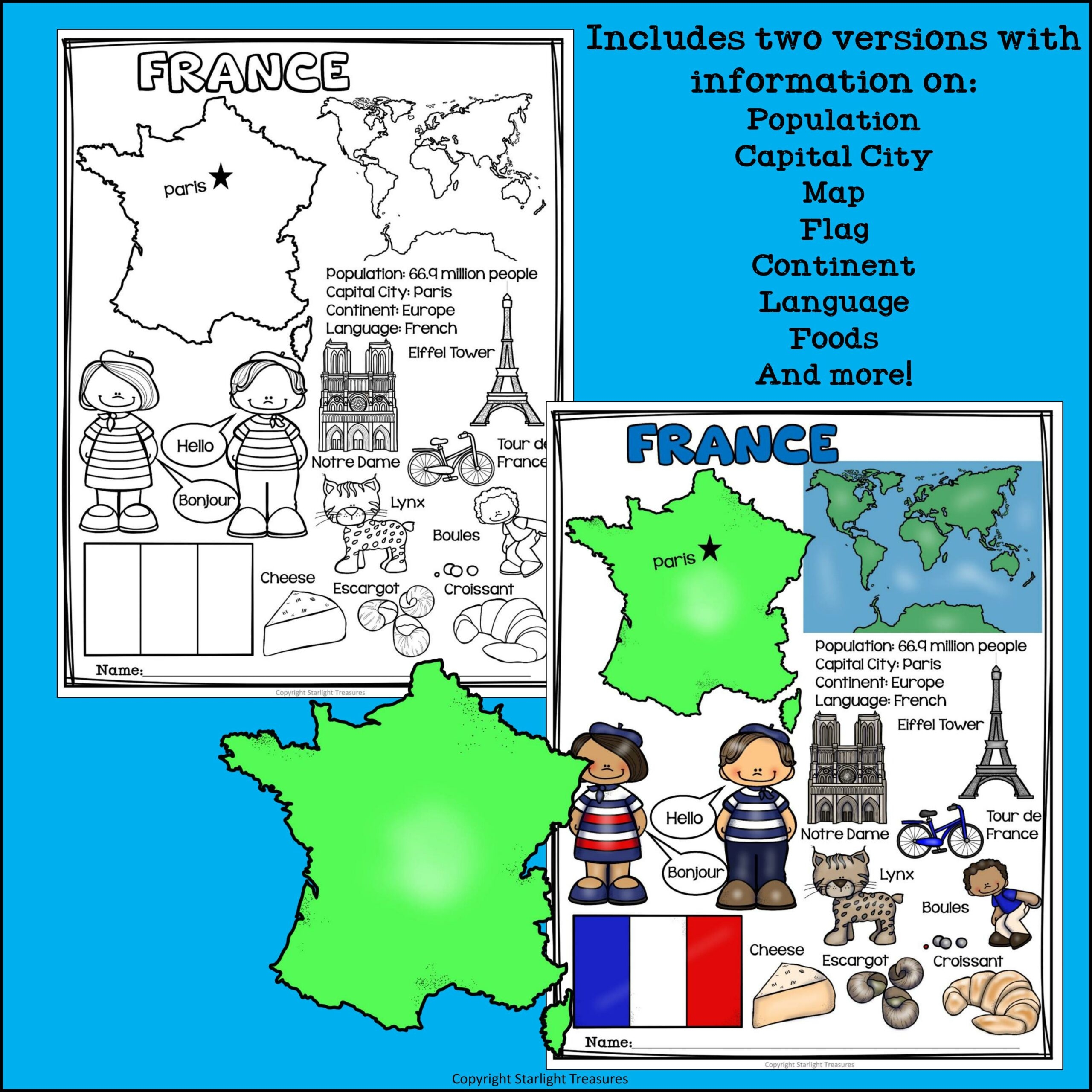 France Fact Sheet For Early Readers Made By Teachers