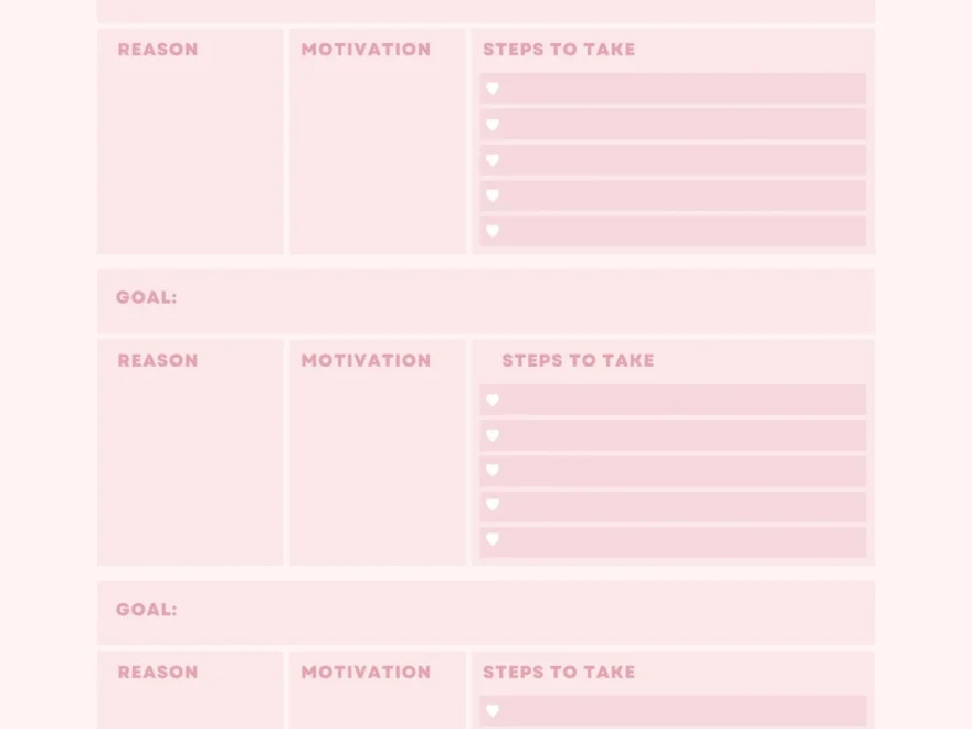 Free And Customizable Goals Templates