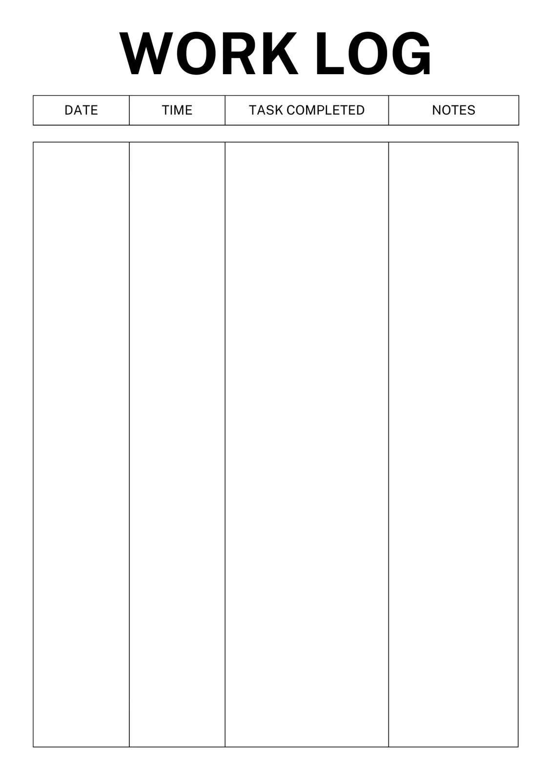 Free Printable Blank Log Sheet Template