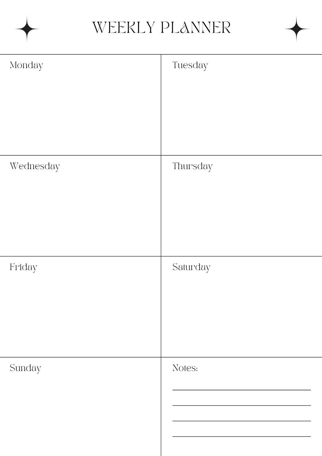 Free Printable Cute Weekly Planner Template