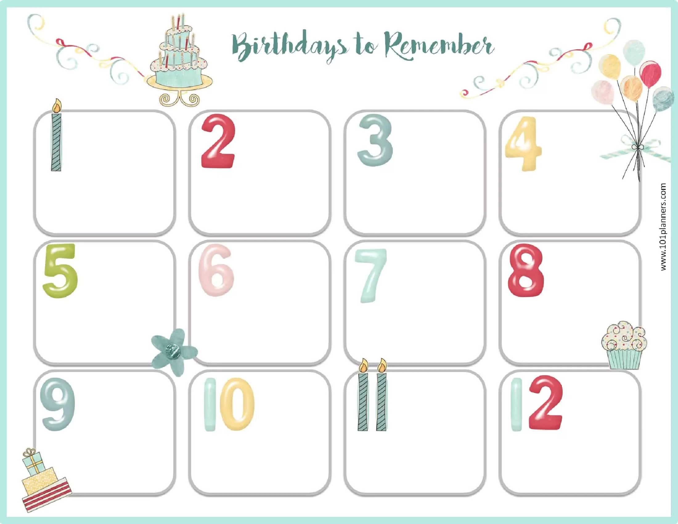 Birthday By Month List Printable