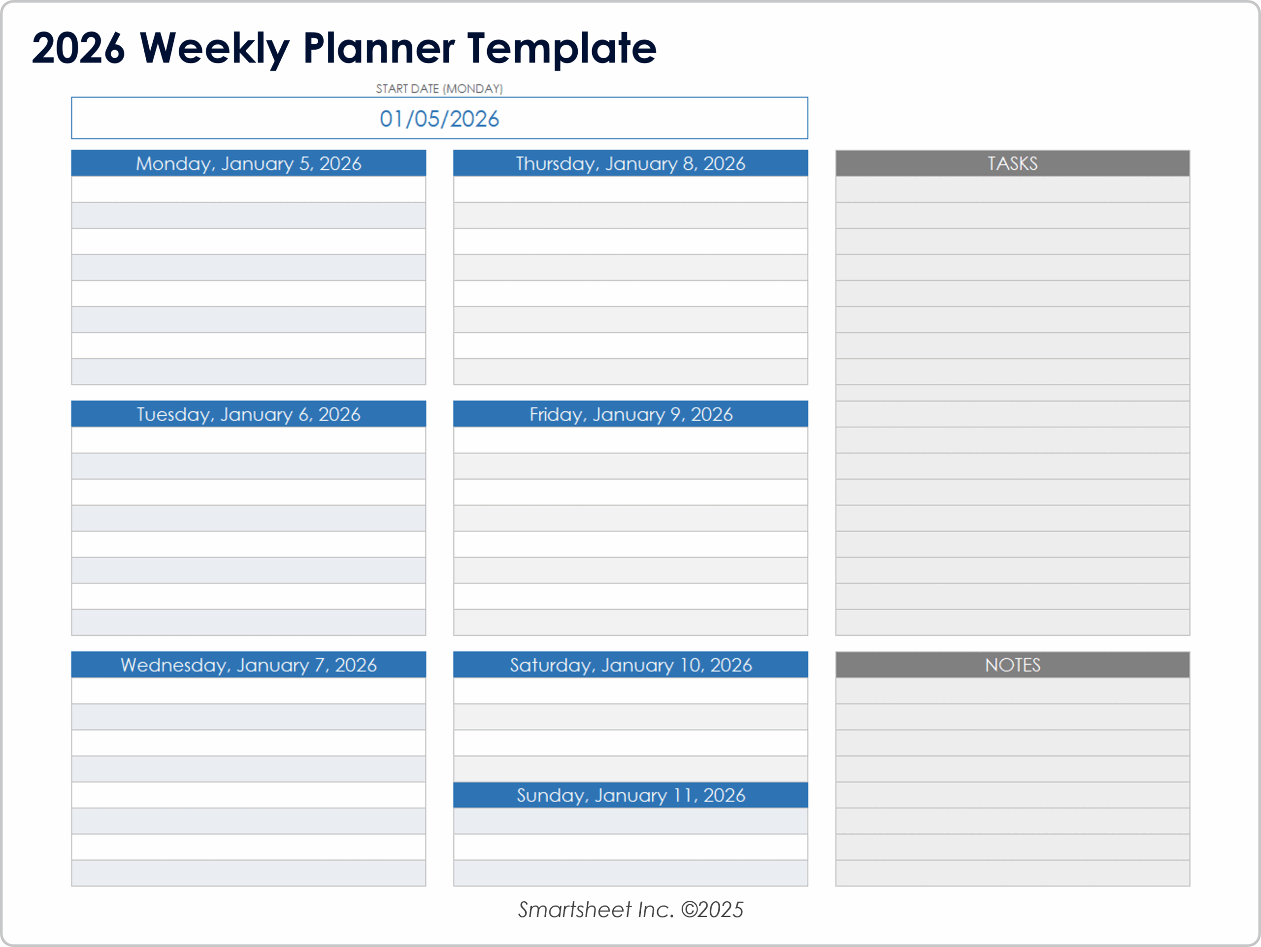 Free Blank Calendar Templates Smartsheet