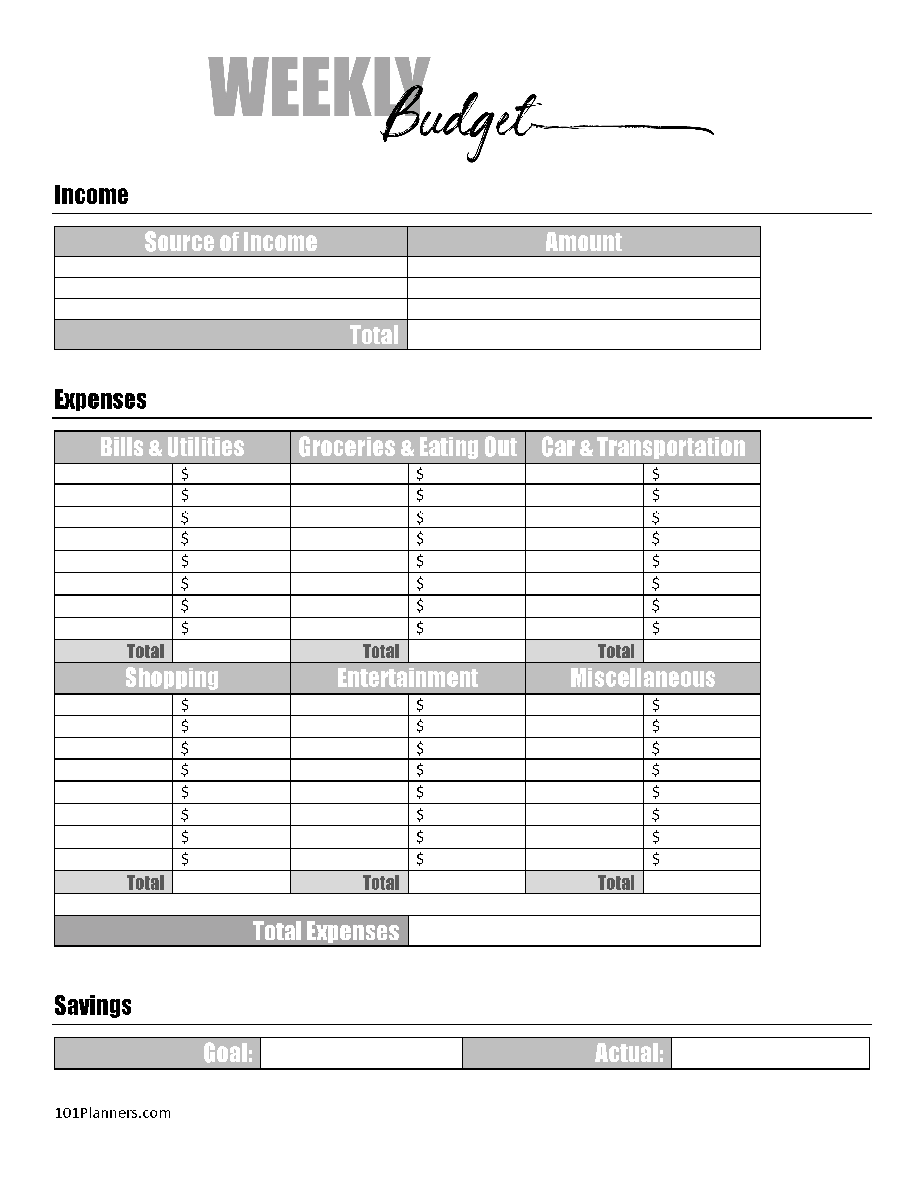 FREE Budget Sheet Template Printable And Editable