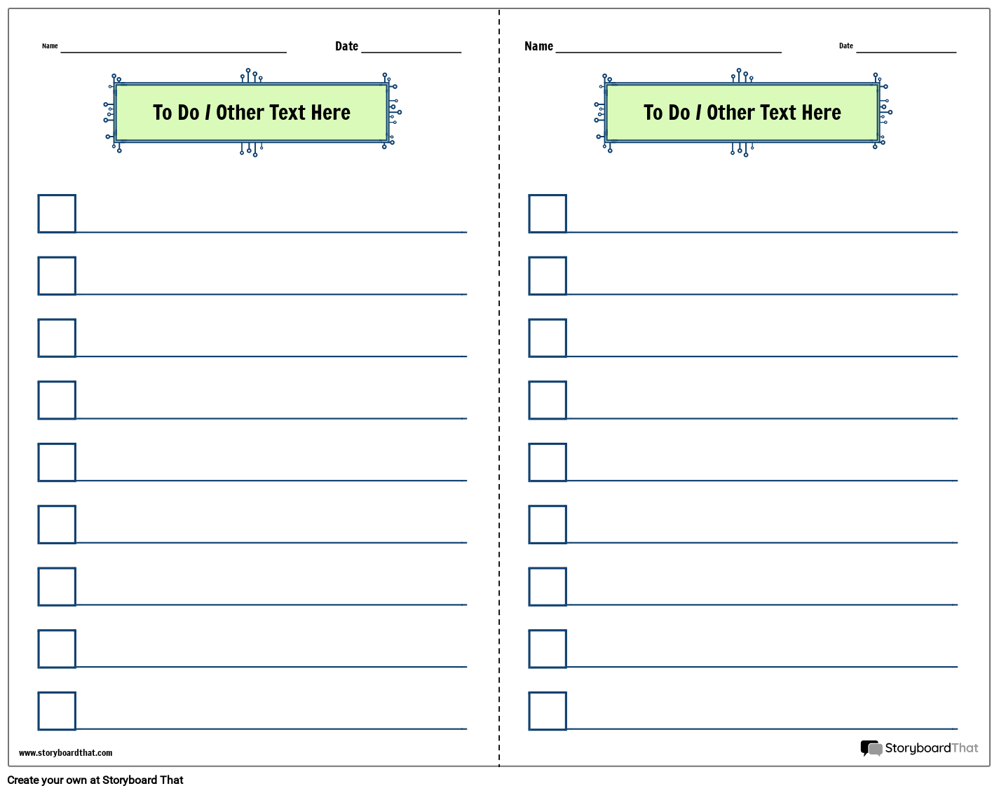 Free Checklist Templates For Students Storyboard That