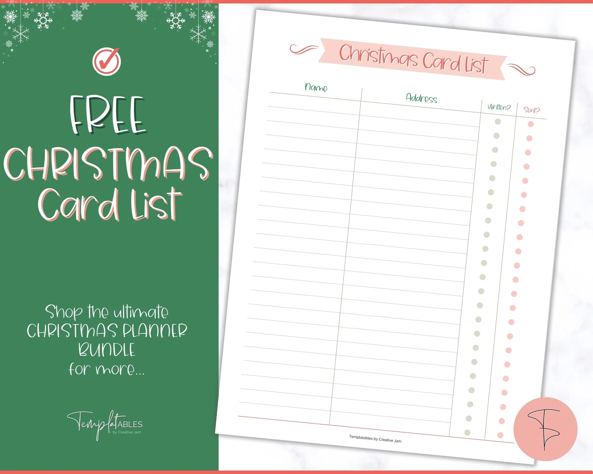 Free Printable Christmas Card List Templates