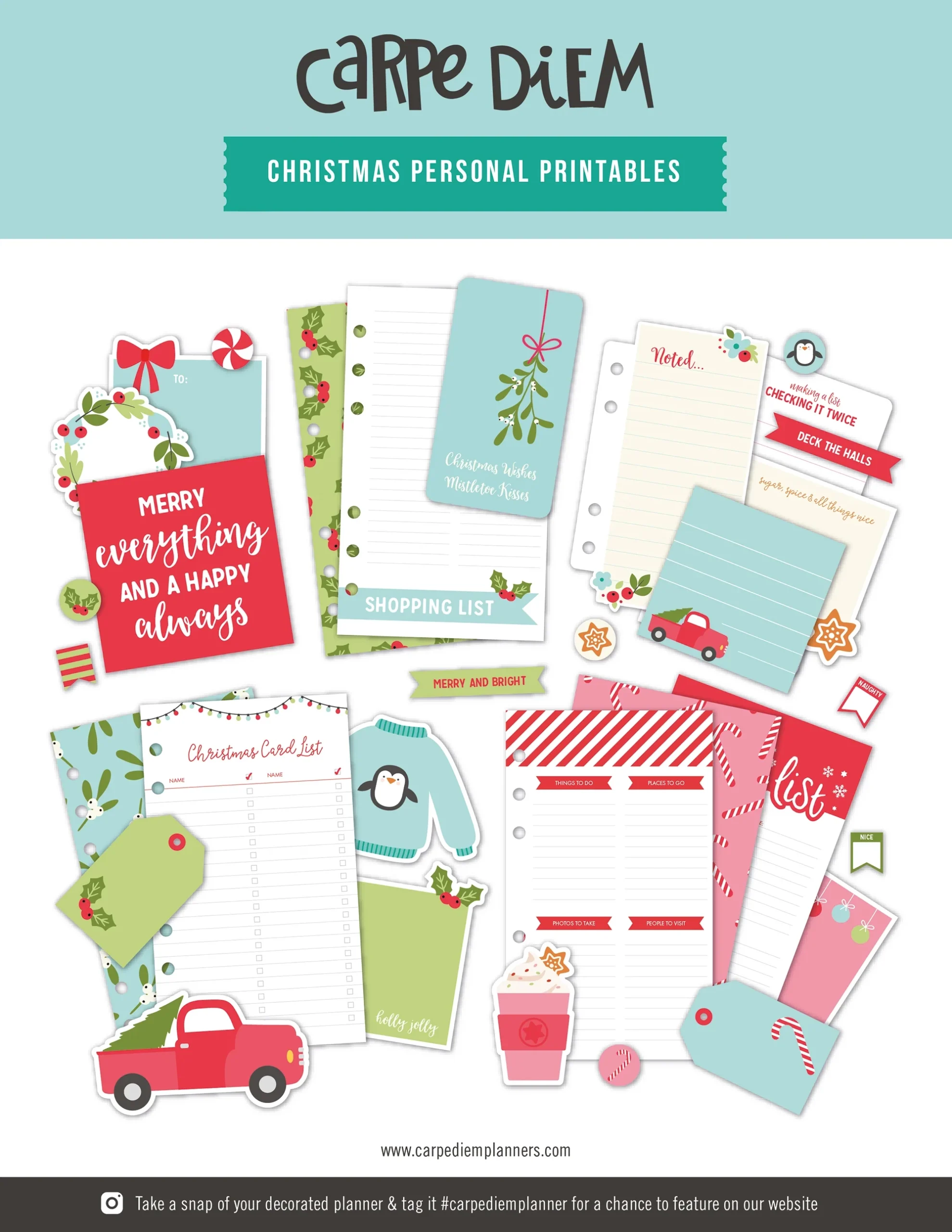 Free Christmas Printable For Personal Sized Planners Carpe Diem Planners