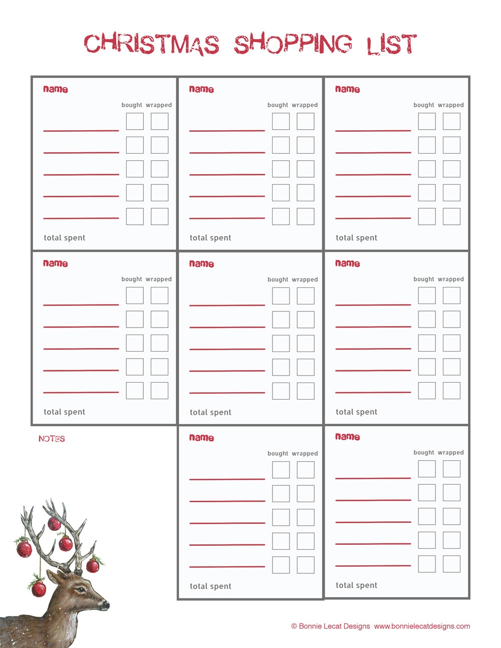 FREE CHRISTMAS PRINTABLE GIFT PLANNER